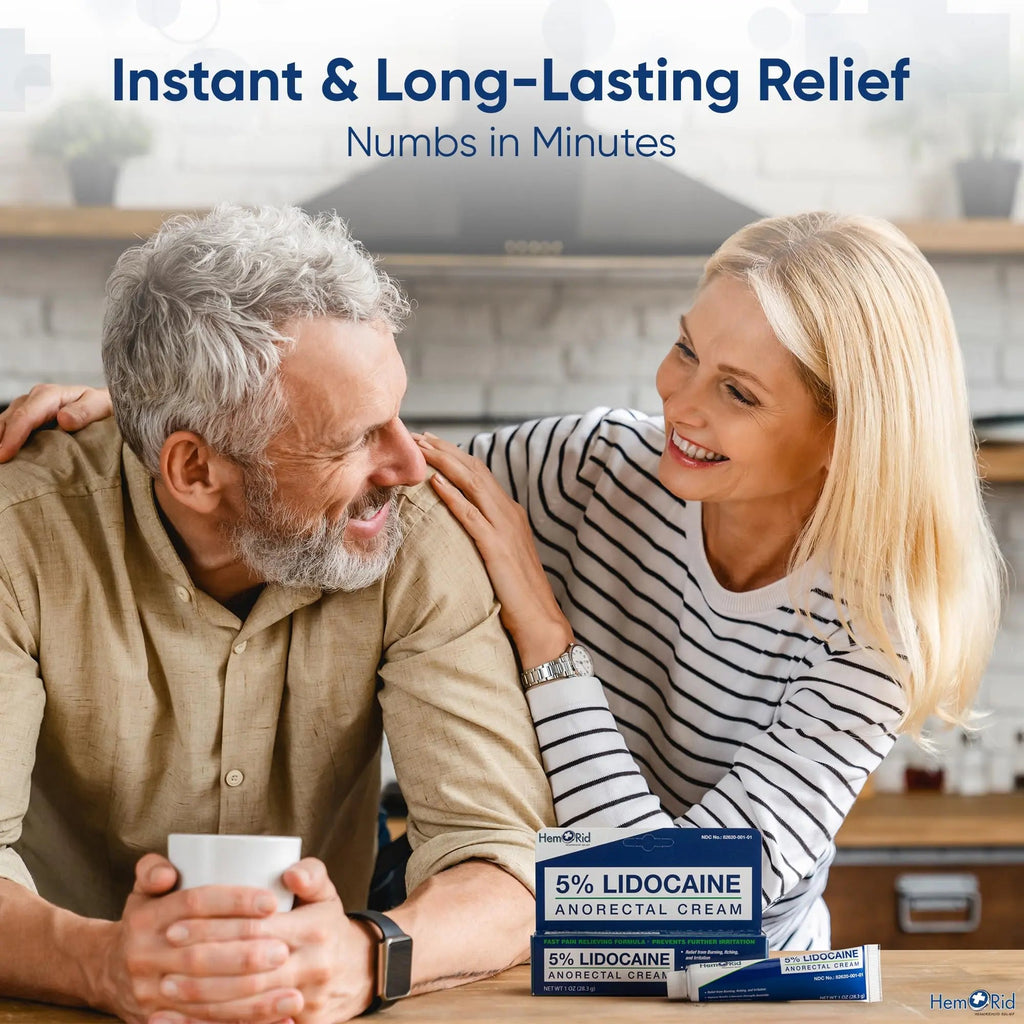 HemRid Maximum Strength Lidocaine Cream for Pain Management. Fast-Acting Hemorrhoid Solution with 5% Lidocaine. Instant Anal Itch and Numbing Effect - TrustMedUSA