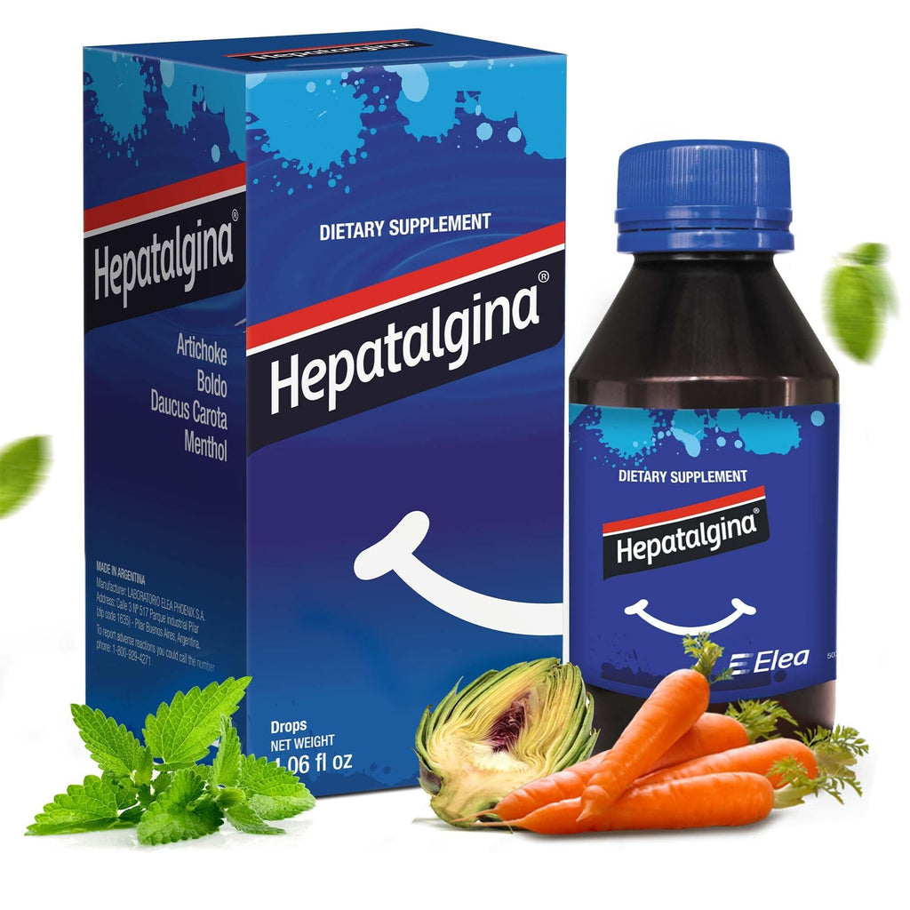Hepatalgina Liver Support Digestive Protector - Liquid Herbal Supplement with Artichoke Extract for Liver Cleanse Detox & Repair - Liver Detox Cleanse Drops with Mint, Boldo & Carrot - 120 ml - TrustMedUSA