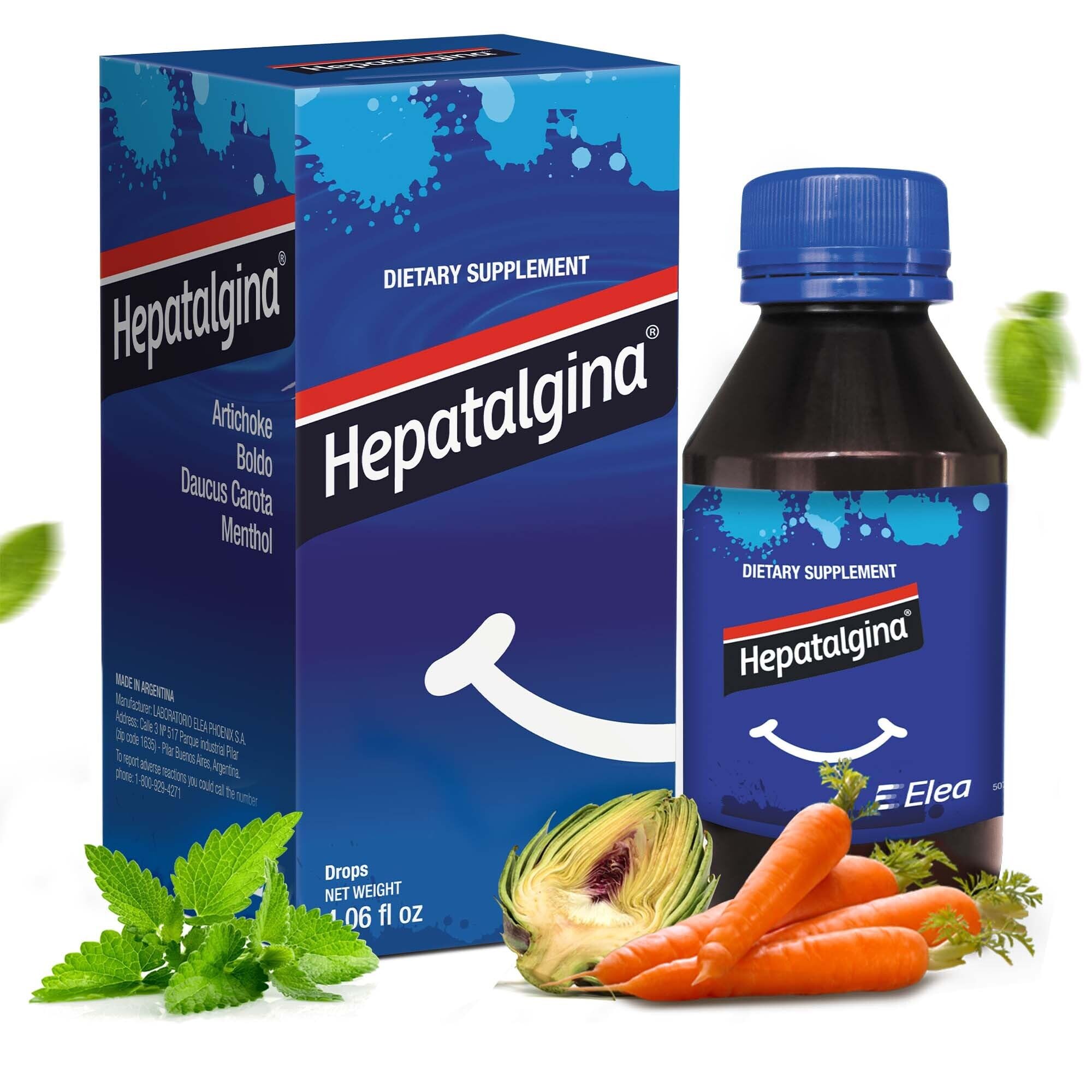 Hepatalgina Liver Support Digestive Protector - Liquid Herbal Supplement with Artichoke Extract for Liver Cleanse Detox & Repair - Liver Detox Cleanse Drops with Mint, Boldo & Carrot - 120 ml - TrustMedUSA