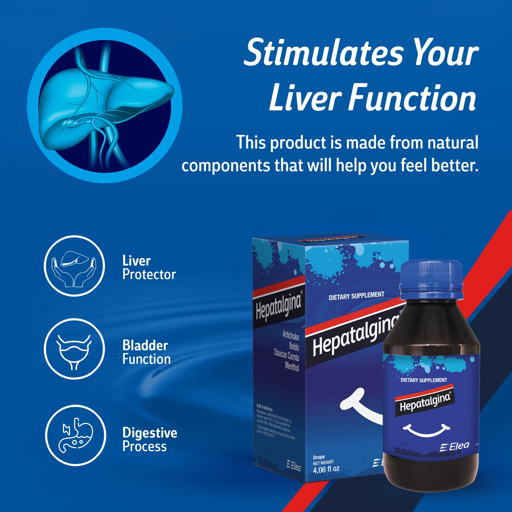 Hepatalgina Liver Support Digestive Protector - Liquid Herbal Supplement with Artichoke Extract for Liver Cleanse Detox & Repair - Liver Detox Cleanse Drops with Mint, Boldo & Carrot - 120 ml - TrustMedUSA