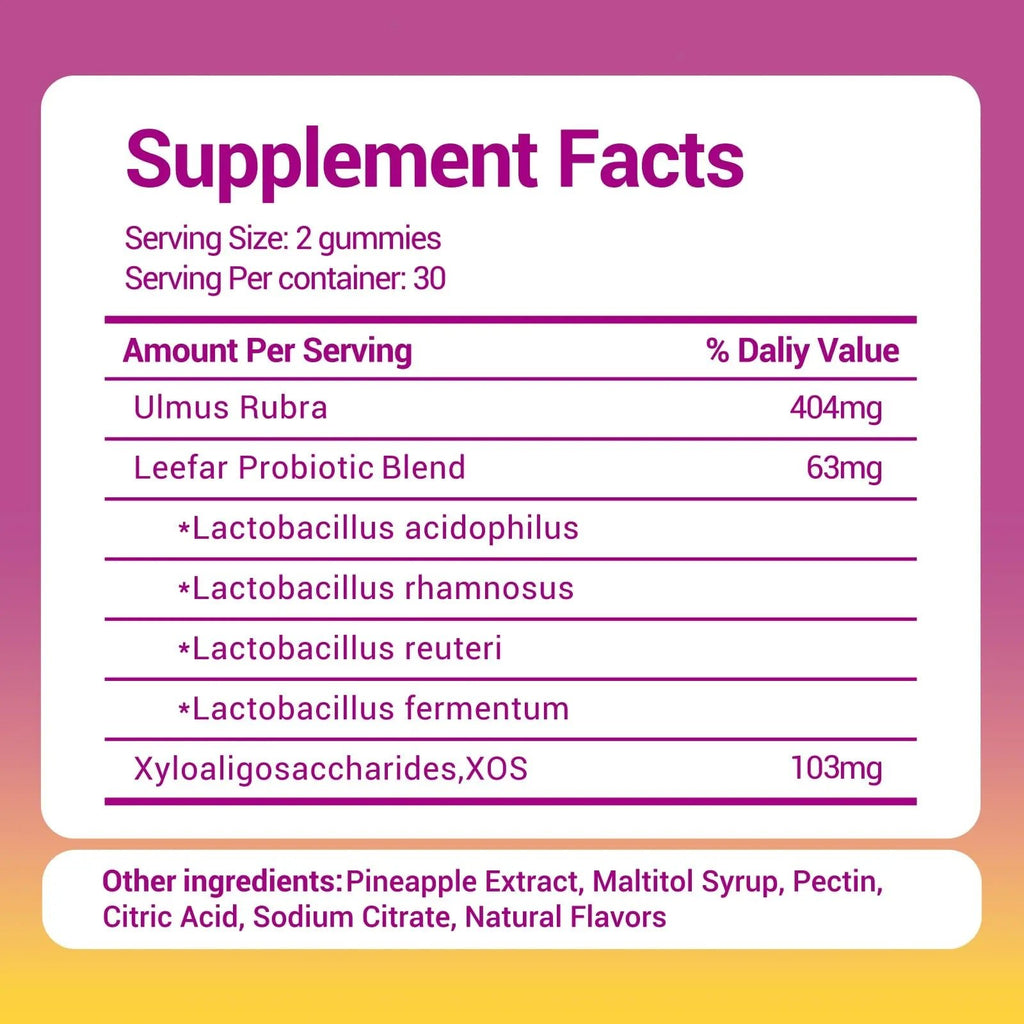 Her Juicy Women's Probiotic Gummies: Supports Women’s Wellness & pH Balance, Clean Vegan, Pineapple Flavor, Prebiotics & Lactobacillus Blend, with Slippery Elm, Gut Health & Immune Defense, 60 Gummies - TrustMedUSA