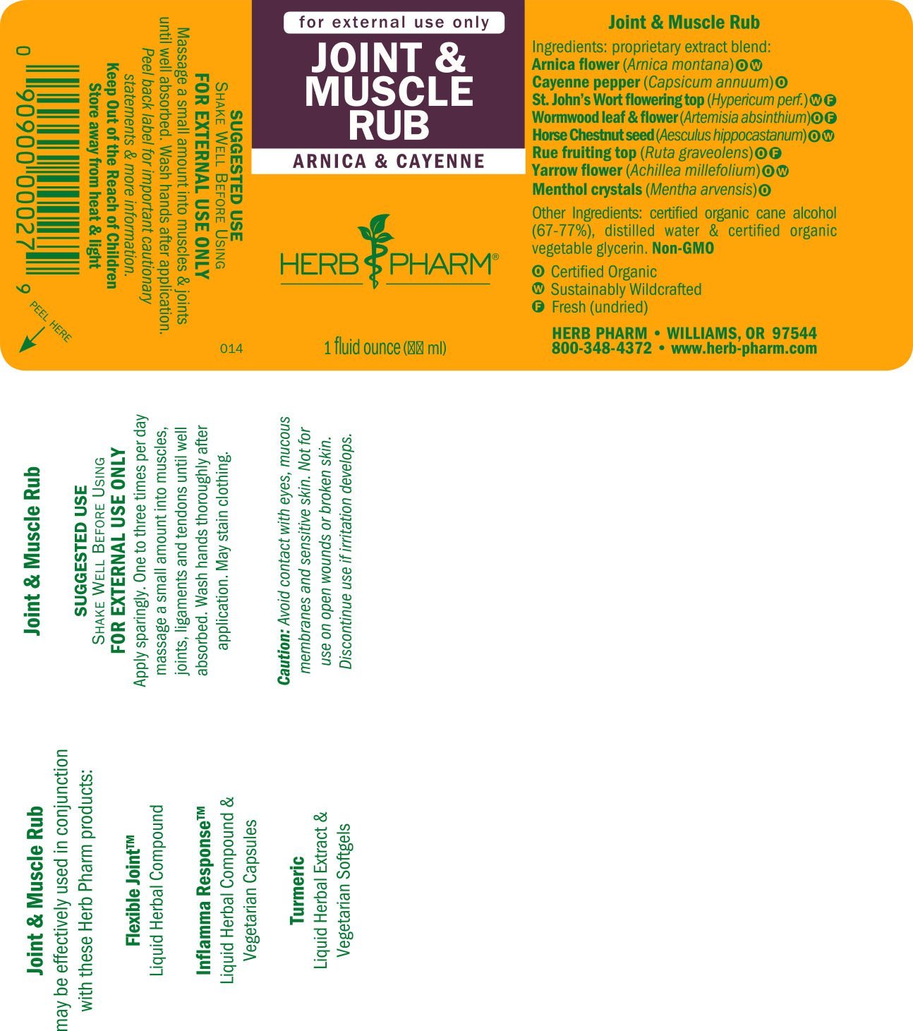 Herb Pharm Joint and Muscle Warming Rub with Cayenne Extract - 1 Ounce - TrustMedUSA