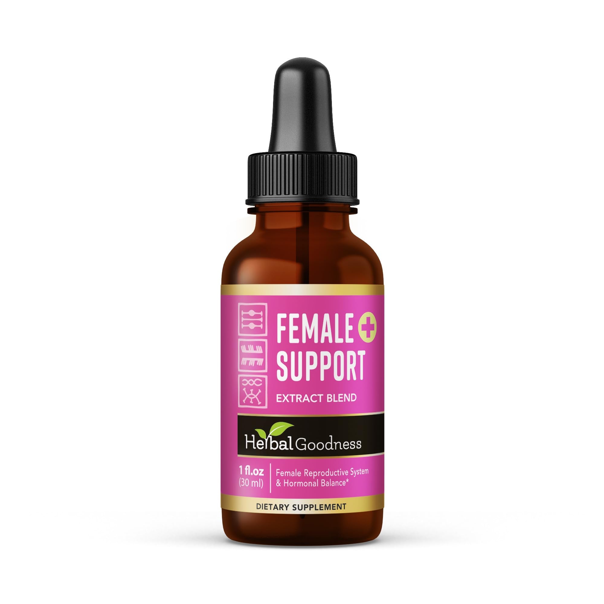 Herbal Goodness Female Support Supplement 1 Fl. oz – Natural Herbal Blend for Women’s Hormonal Health, Energy & Wellness – Adaptogenic Liquid Formula – Non-GMO, Gluten-Free – 1 Bottle - TrustMedUSA