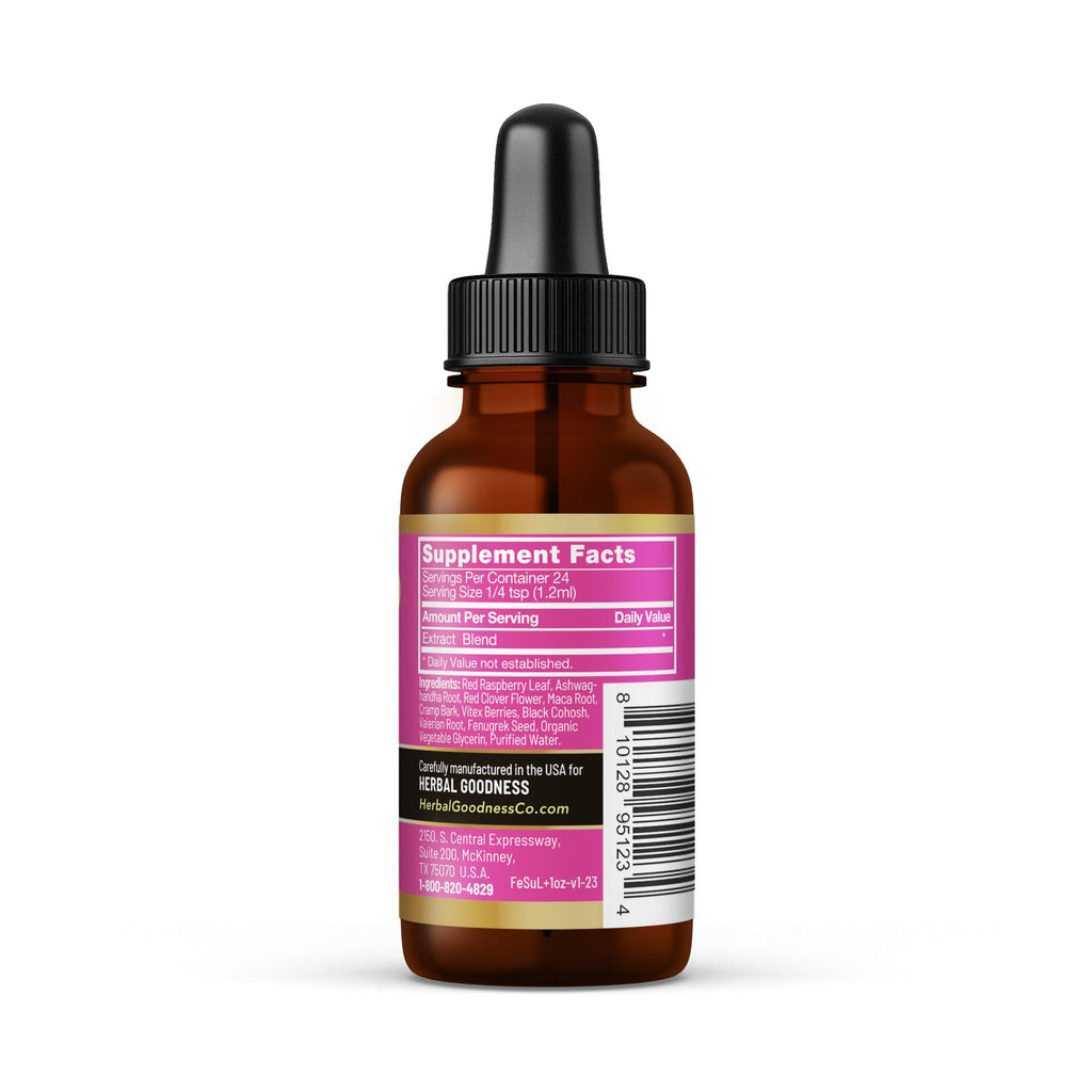 Herbal Goodness Female Support Supplement 1 Fl. oz – Natural Herbal Blend for Women’s Hormonal Health, Energy & Wellness – Adaptogenic Liquid Formula – Non-GMO, Gluten-Free – 1 Bottle - TrustMedUSA