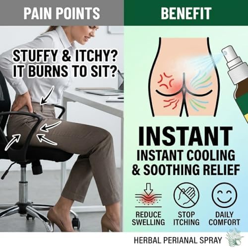Herbal Hemorrhoid Relief Spray - Fast Acting Relief for Anal Swelling, Itching & Pain, Soothing Perianal Nursing Spray for Discomfort, Natural Plant-Based Formula, 30ML / 1 FL.OZ - TrustMedUSA