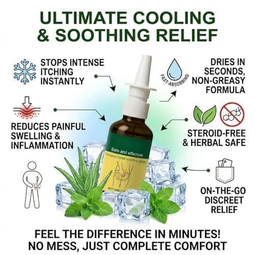 Herbal Hemorrhoid Relief Spray - Fast Acting Relief for Anal Swelling, Itching & Pain, Soothing Perianal Nursing Spray for Discomfort, Natural Plant-Based Formula, 30ML / 1 FL.OZ - TrustMedUSA