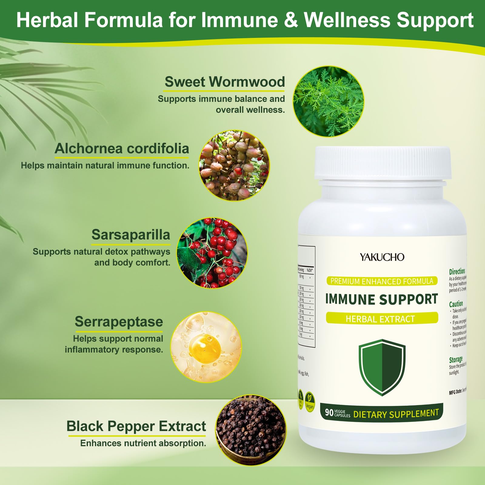 Herbal Immune Support Supplement, Vegan Capsules with Japanese Knotweed, Cat’s Claw, Skullcap & Sanguinolenta, Supports Immune Health & Overall Wellness, Gluten-Free - TrustMedUSA