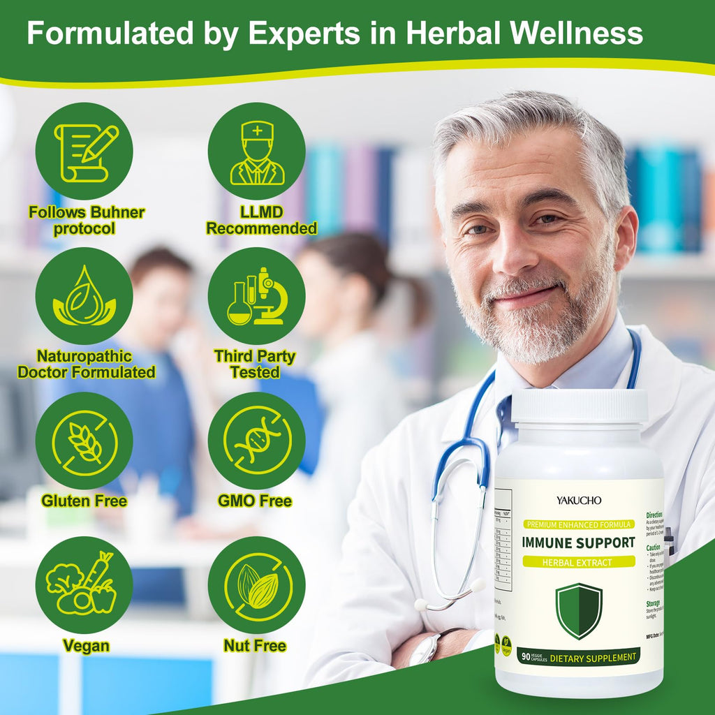 Herbal Immune Support Supplement, Vegan Capsules with Japanese Knotweed, Cat’s Claw, Skullcap & Sanguinolenta, Supports Immune Health & Overall Wellness, Gluten-Free - TrustMedUSA