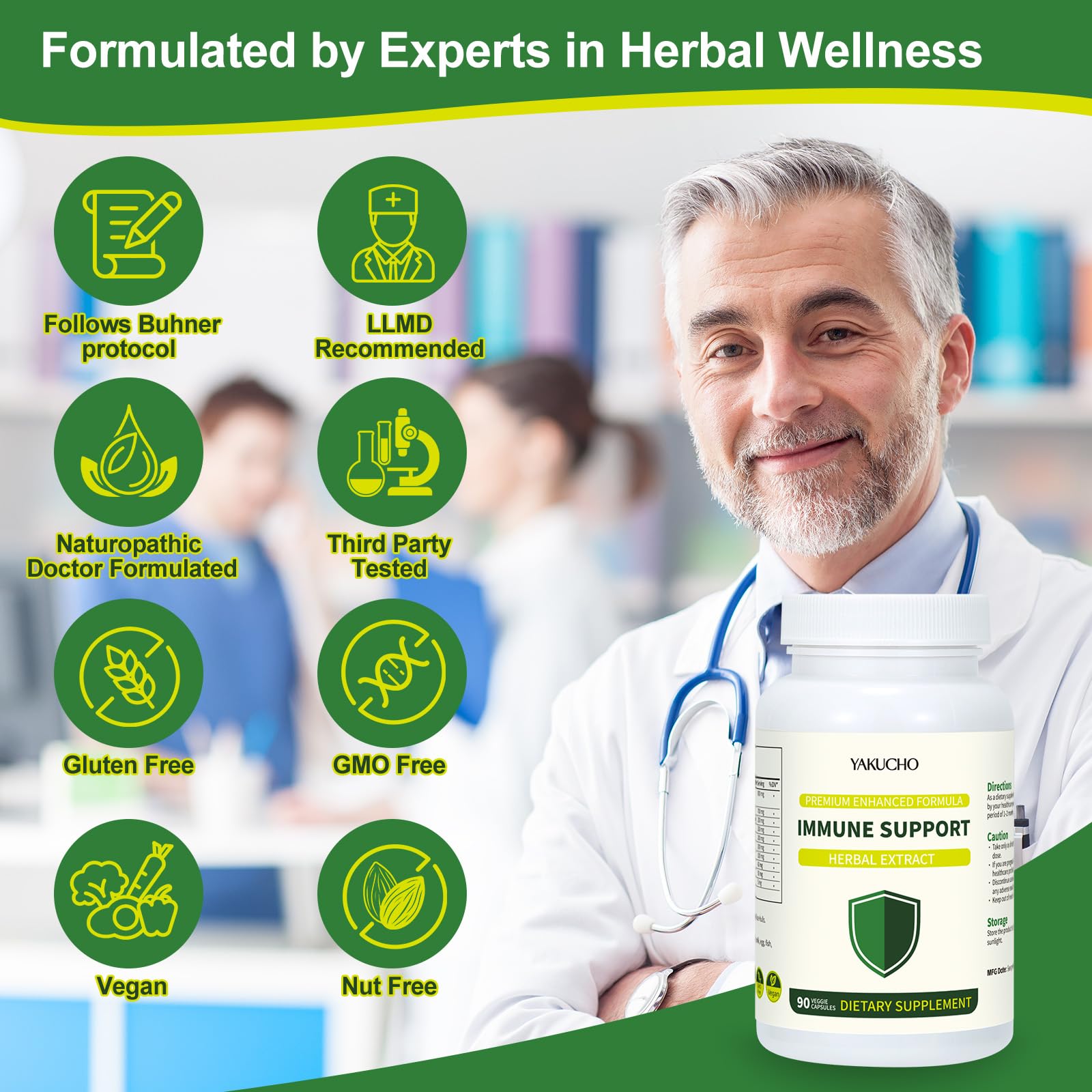 Herbal Immune Support Supplement, Vegan Capsules with Japanese Knotweed, Cat’s Claw, Skullcap & Sanguinolenta, Supports Immune Health & Overall Wellness, Gluten-Free - TrustMedUSA