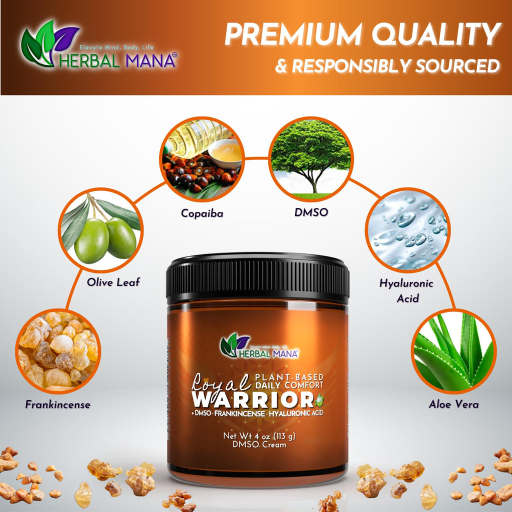 Herbal Mana Frankincense DMSO Body Cream with Magnesium & Hyaluronic Acid | Royal Warrior - TrustMedUSA