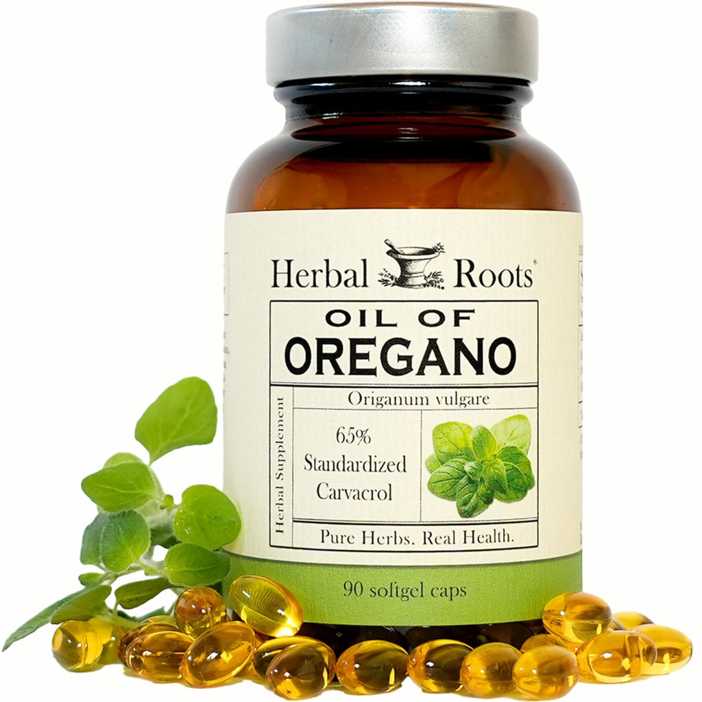 Herbal Roots Oil of Oregano - Made from Mediterranean Oregano Oil - 90 Easy to Swallow Softgel Capsules - Extra Strength 150mg - Maple Wellness Supplements