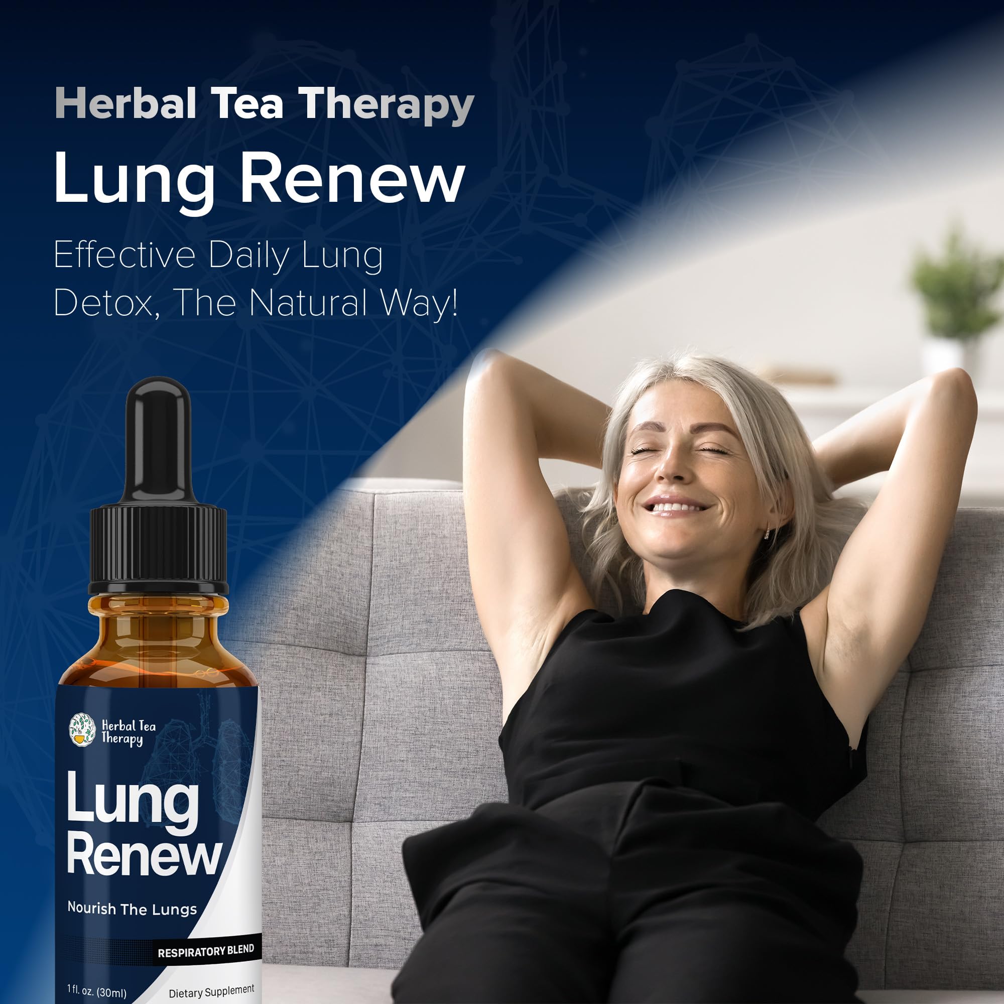 Herbal Tea Therapy Lung Renew Mullein Drops for Lungs (1 fl. oz.): Peppermint, Thyme, & Mullein Leaf Extract for Lungs Detox & Daily Respiratory Comfort - GMO-Free & Made in USA - TrustMedUSA
