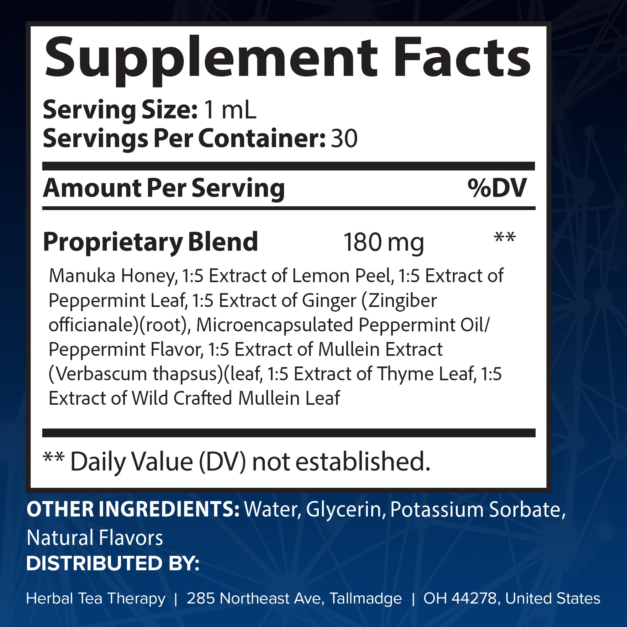 Herbal Tea Therapy Lung Renew Mullein Drops for Lungs (1 fl. oz.): Peppermint, Thyme, & Mullein Leaf Extract for Lungs Detox & Daily Respiratory Comfort - GMO-Free & Made in USA - TrustMedUSA