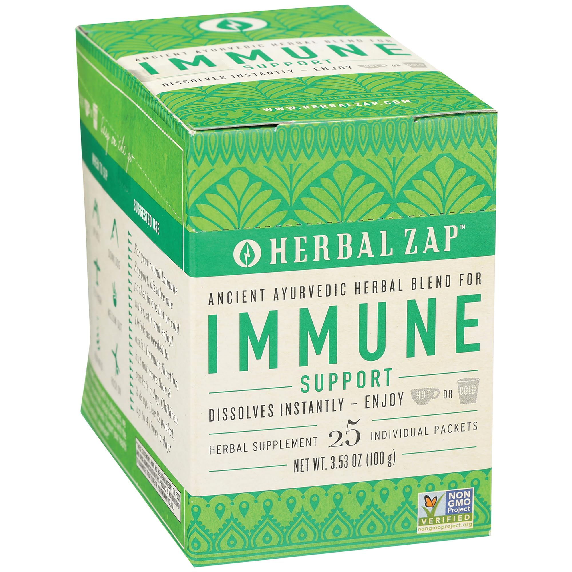 Herbal Zap! Immune Support Supplement Powder (25 Packets Per Box) – Ancient Ayurvedic Herbal Blend, Dissolves in Hot or Cold Water, 0.14 Oz Ea - TrustMedUSA