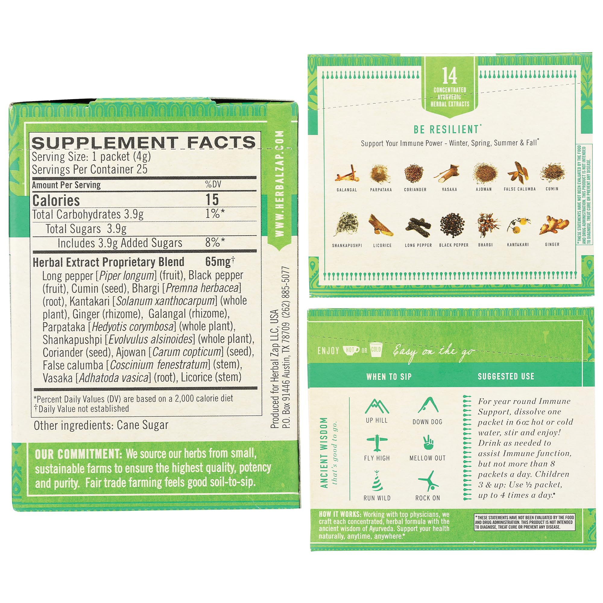 Herbal Zap! Immune Support Supplement Powder (25 Packets Per Box) – Ancient Ayurvedic Herbal Blend, Dissolves in Hot or Cold Water, 0.14 Oz Ea - TrustMedUSA