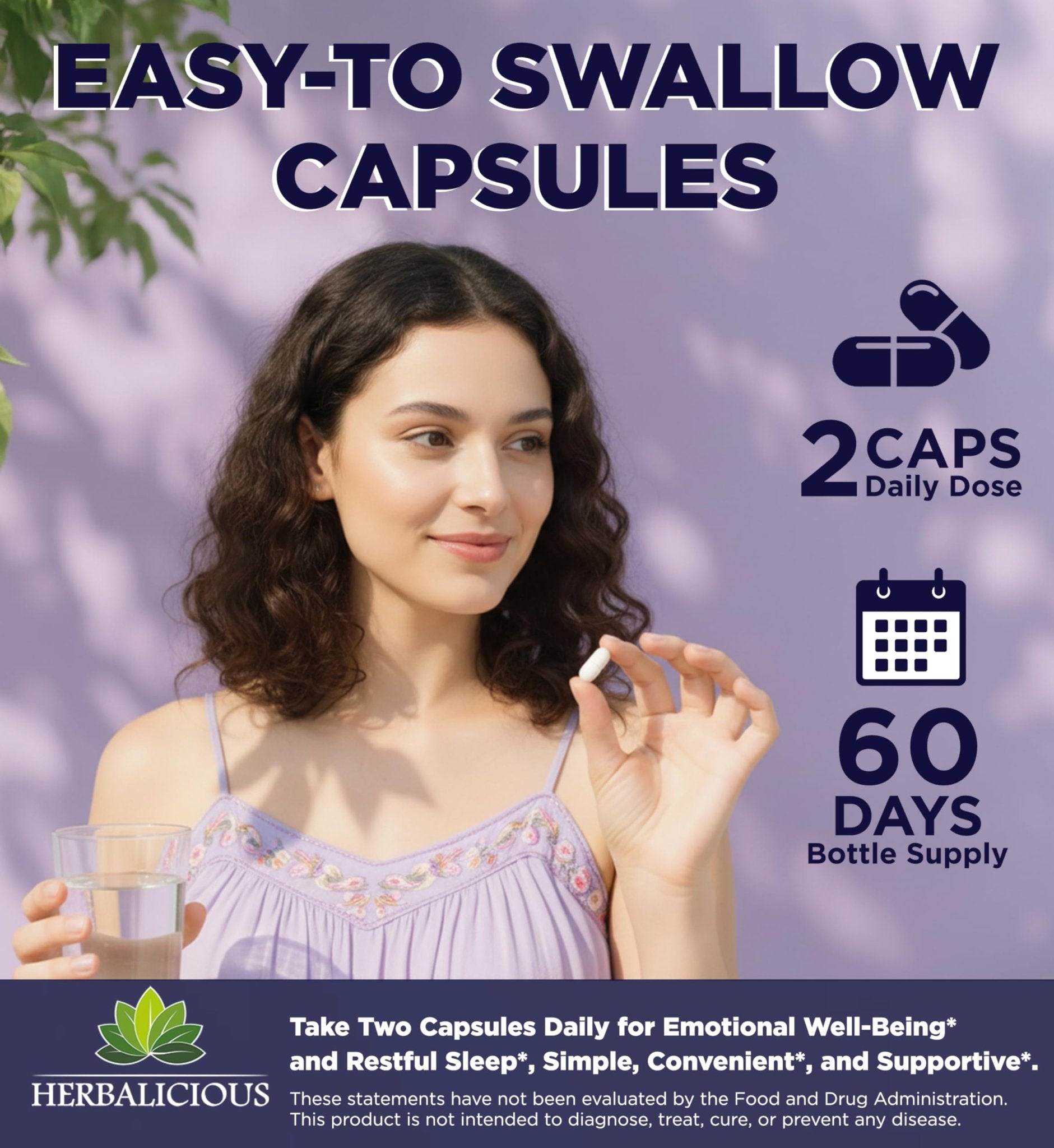 HERBALICIOUS GABA L-Theanine with Magnesium – Calm & Focus Support, Stress Relief, Relaxation + Mood Balance, Brain & Memory Support Supplement – Vitamin B6 + B12 Complex – 120 Capsules - TrustMedUSA
