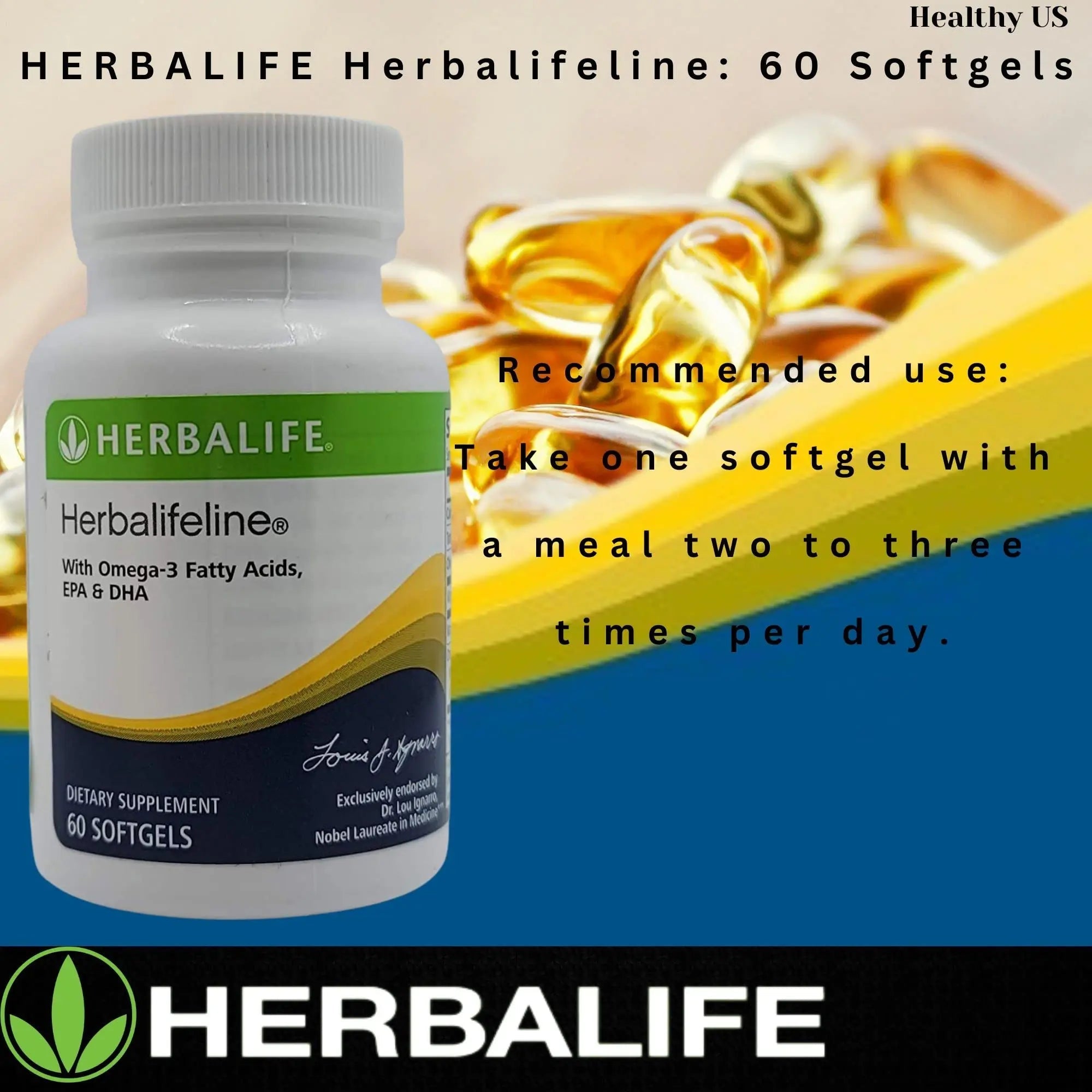 Herbalife Herbalifeline: 60 Softgels with Vitamin E, Marine Lipid Complex, Omega-3 Fatty - TrustMedUSA