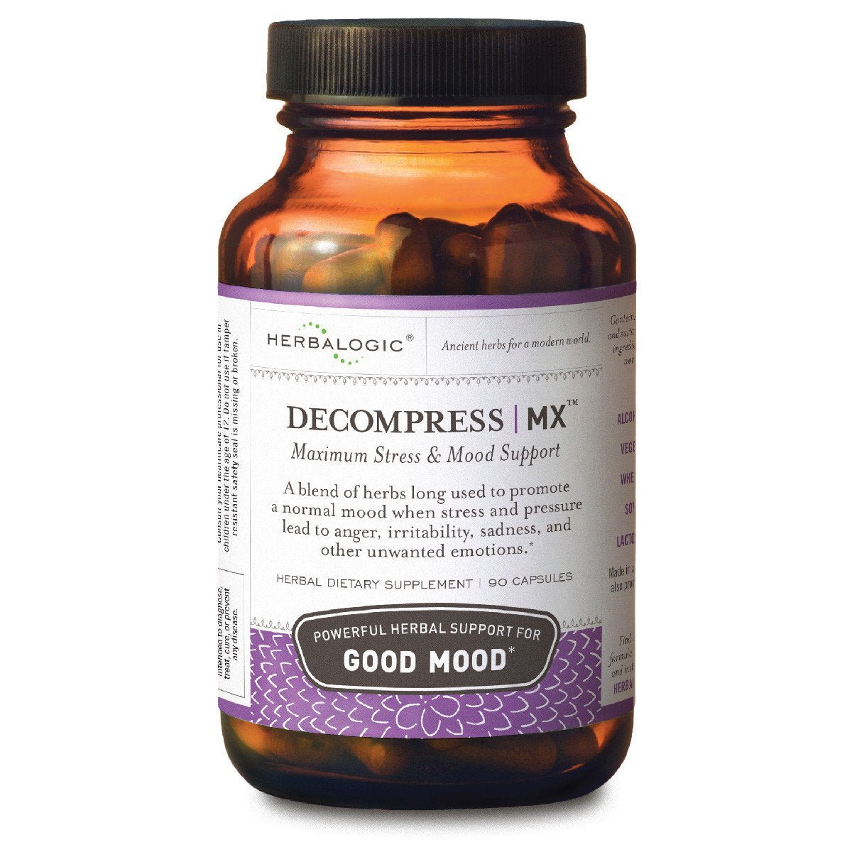 Herbalogic - Decompress MX Herb Capsules - Maximum Stress & Tension Relief - Reduces Anger & Moodiness, Positive Mood Support - Based on the Traditional Chinese Formula Xiao Yao San - 90 Cap Count - TrustMedUSA