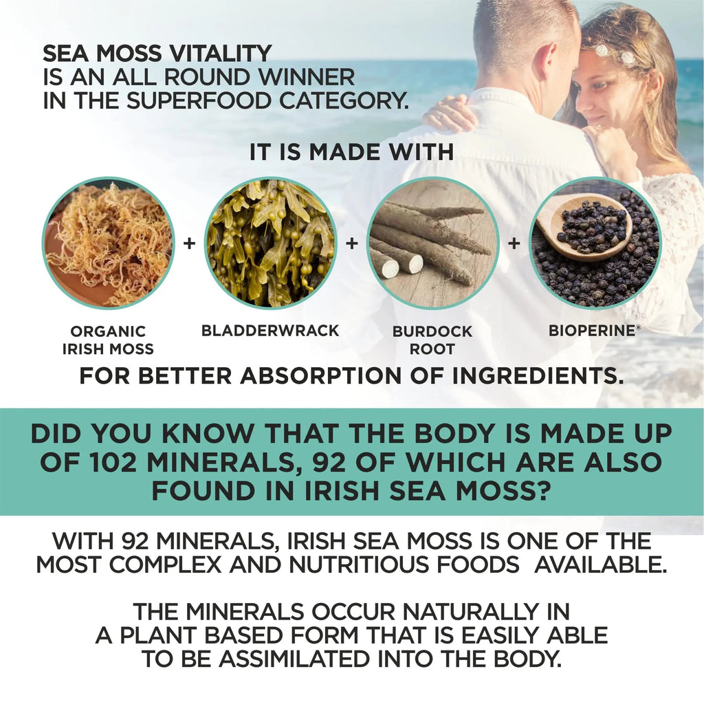 HerbaMe Organic Irish Sea Moss with Bladderwrack, Burdock Root & Black Pepper Extract - TrustMedUSA