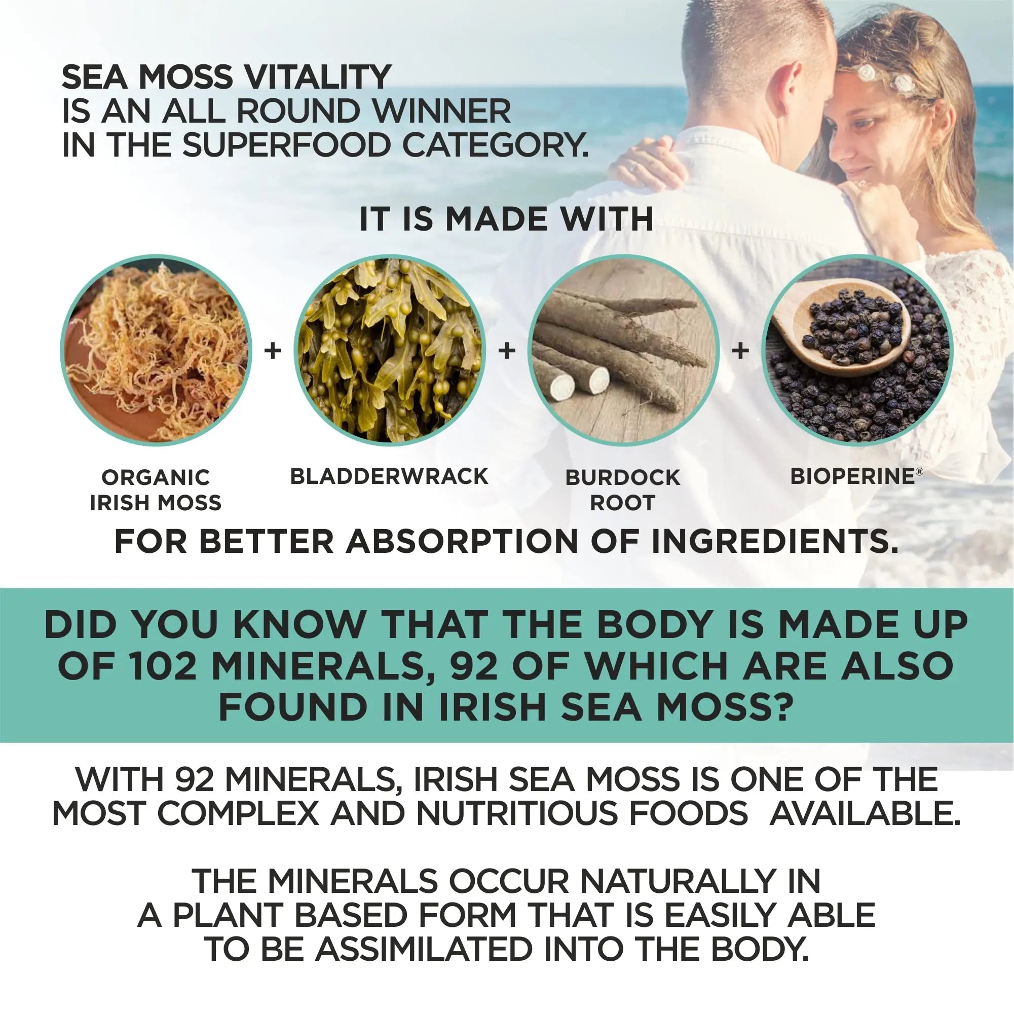 HerbaMe Organic Irish Sea Moss with Bladderwrack, Burdock Root & Black Pepper Extract - TrustMedUSA