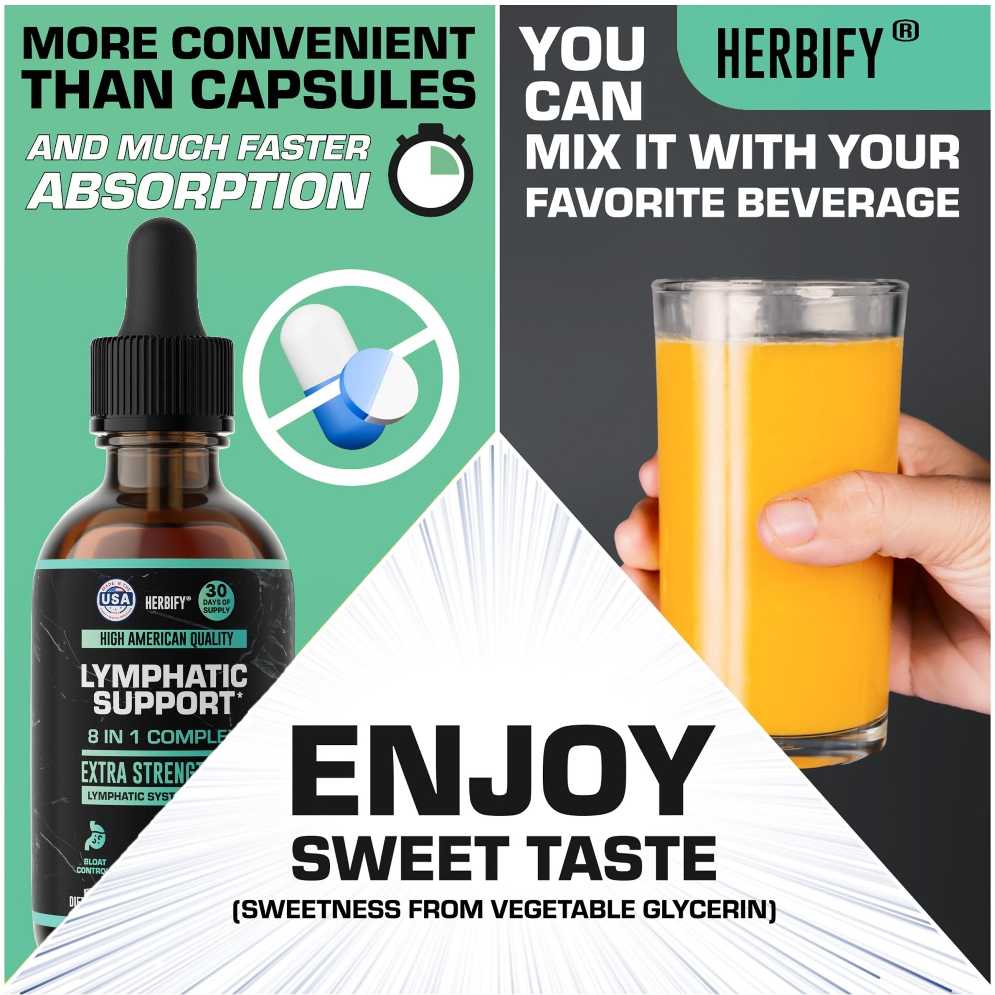 HERBIFY Lymphatic Drainage Drops for Liver Detox & Immune Support - Lymph System Support Drops - Detox Cleanse - 30 Days Supply - 2 Fl Oz Made in USA - Maple Wellness Supplements