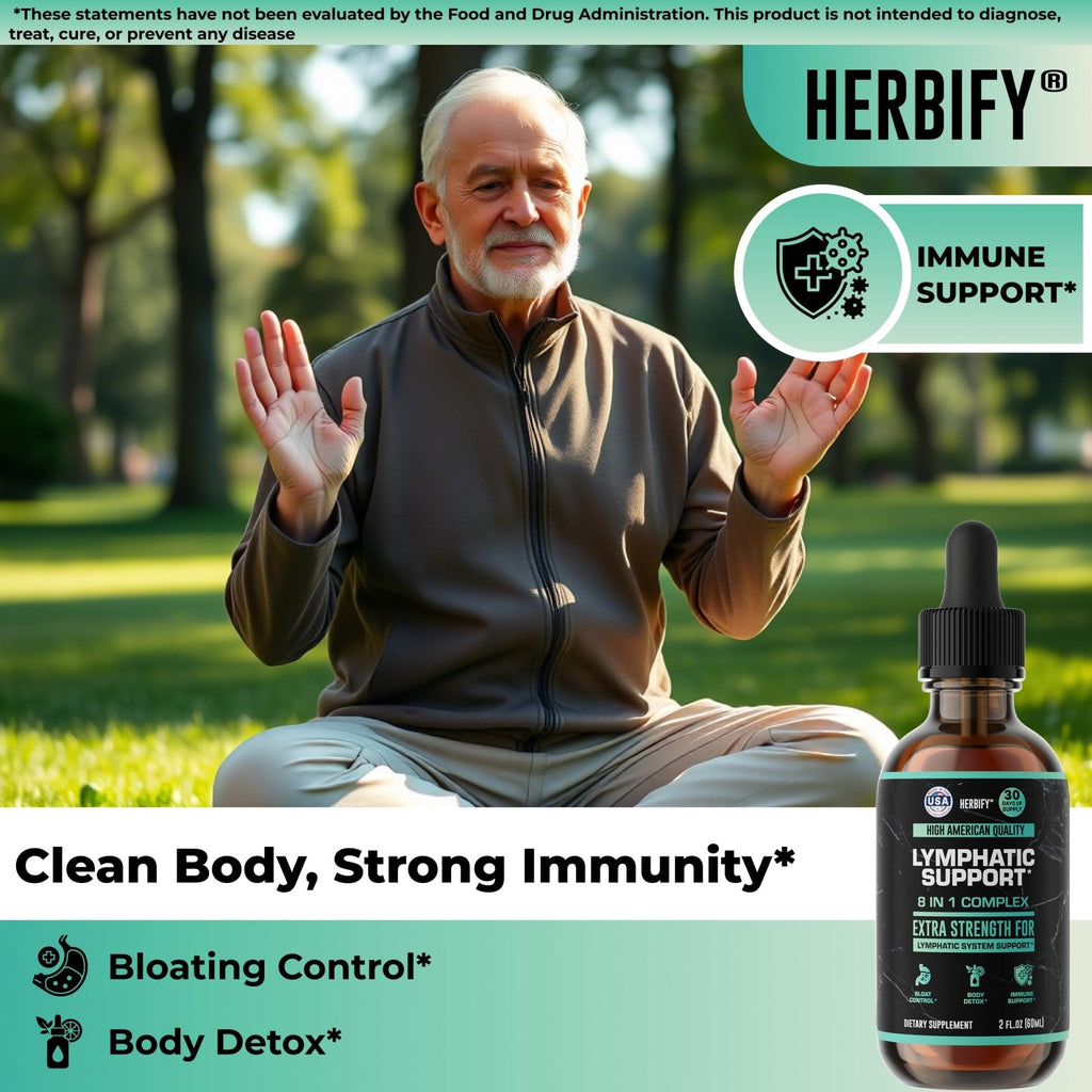 HERBIFY Lymphatic Drainage Drops for Liver Detox & Immune Support - Lymph System Support Drops - Detox Cleanse - 30 Days Supply - 2 Fl Oz Made in USA - Maple Wellness Supplements