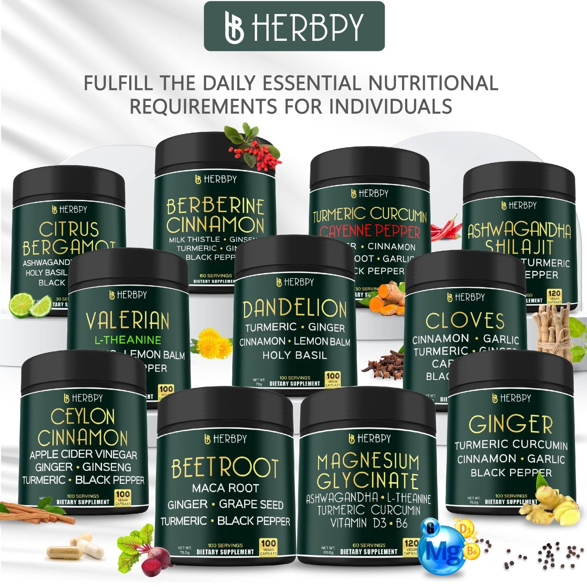 Herbpy 7in1 Clove Supplement Rich in Vitamins & Minerals Supports Digestion, Immune & Heart Health with Cinnamon, Turmeric, Ginger, Cardamom, Garlic & Black Pepper - 100 Vegan Capsules - TrustMedUSA