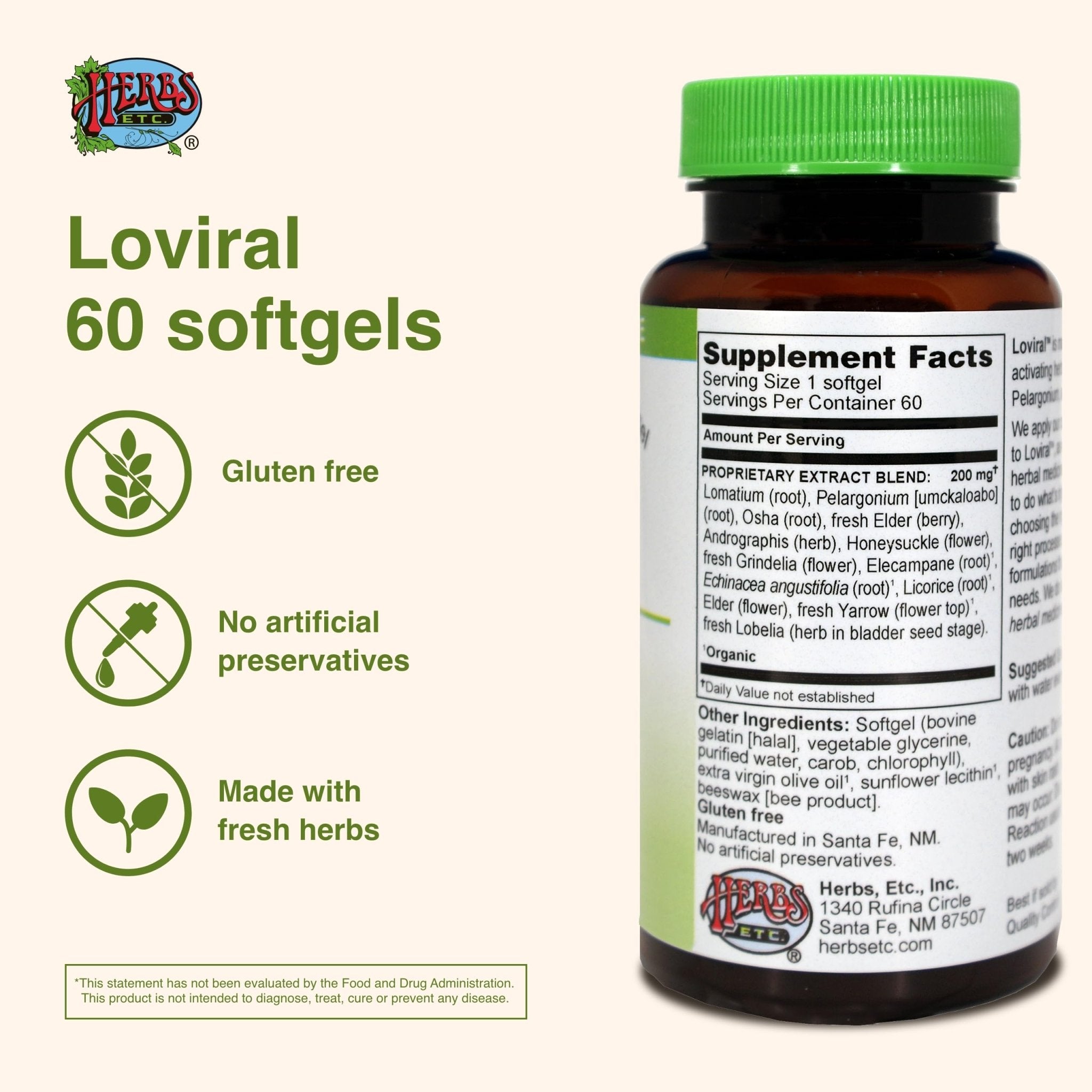 Herbs Etc. Loviral - Lung Health Supplement for Respiratory Defense & Support - Herbal Supplement with Lomatium, Pelargonium & OSHA - Gluten-Free - 60 Softgels (60 Servings) - TrustMedUSA