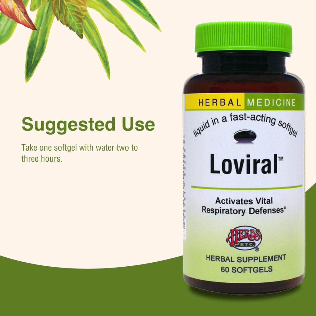 Herbs Etc. Loviral - Lung Health Supplement for Respiratory Defense & Support - Herbal Supplement with Lomatium, Pelargonium & OSHA - Gluten-Free - 60 Softgels (60 Servings) - TrustMedUSA
