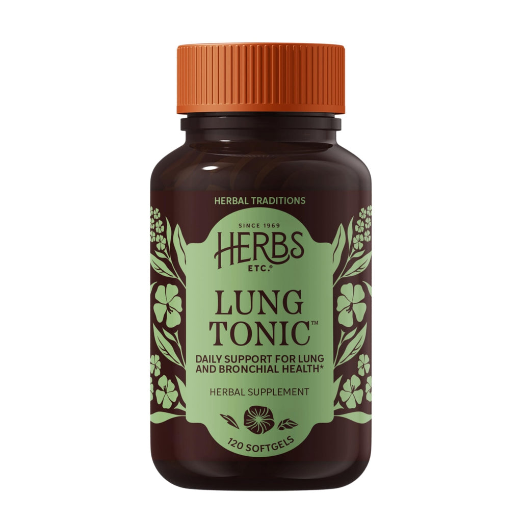 Herbs Etc. Lung Tonic - Lung Supplement for Bronchial Support - Healthy Breathing Support with Mullein, Horehound & Grindelia - 120 Softgels - TrustMedUSA