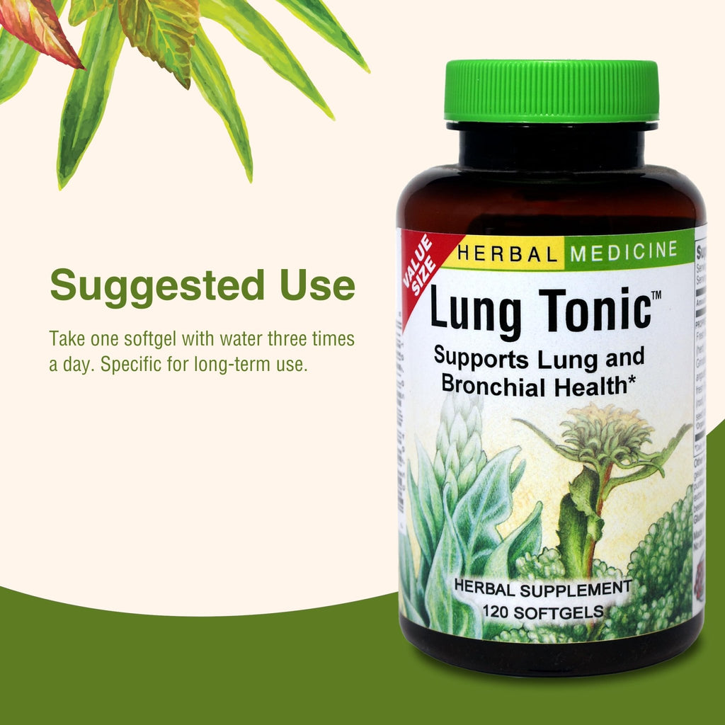 Herbs Etc. Lung Tonic - Lung Supplement for Bronchial Support - Healthy Breathing Support with Mullein, Horehound & Grindelia - 120 Softgels - TrustMedUSA