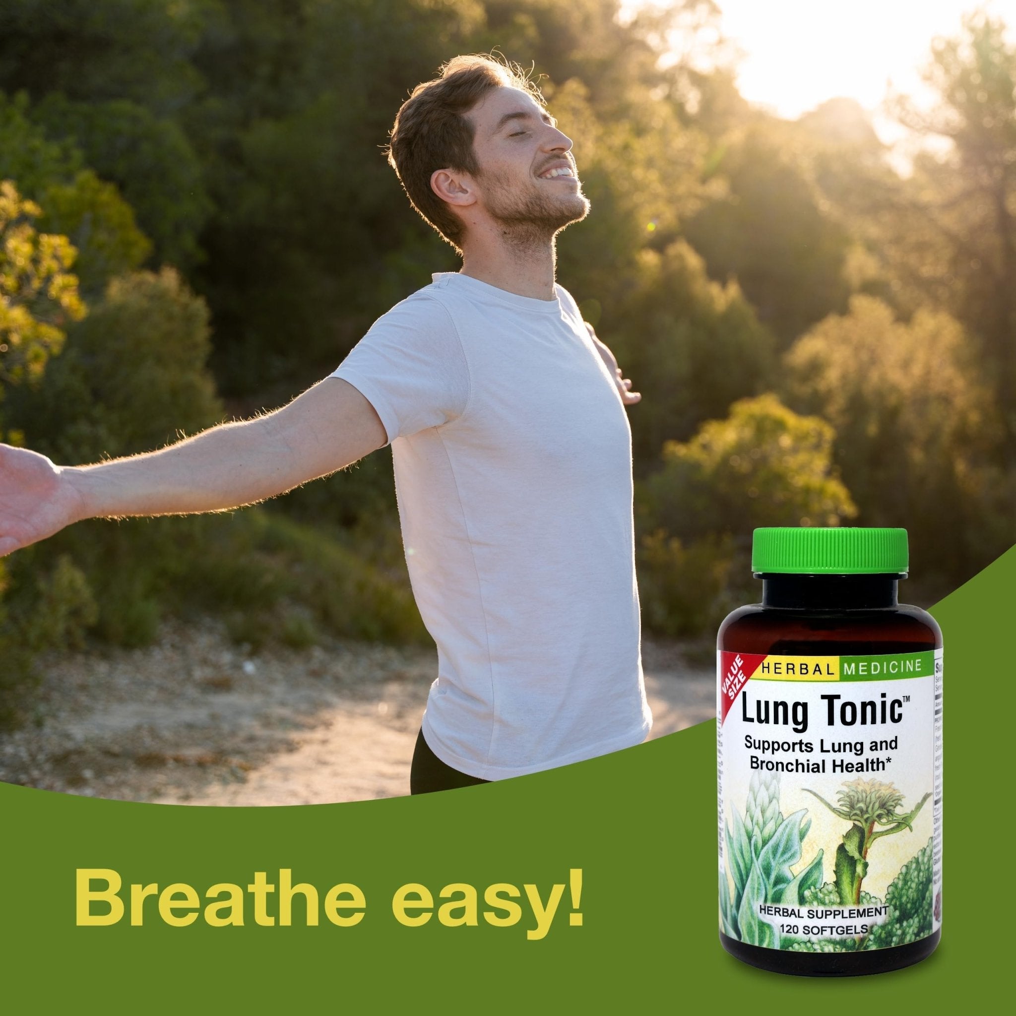Herbs Etc. Lung Tonic - Lung Supplement for Bronchial Support - Healthy Breathing Support with Mullein, Horehound & Grindelia - 120 Softgels - TrustMedUSA