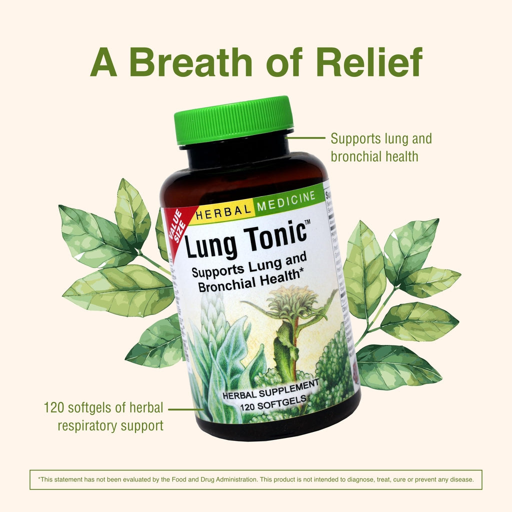 Herbs Etc. Lung Tonic - Lung Supplement for Bronchial Support - Healthy Breathing Support with Mullein, Horehound & Grindelia - 120 Softgels - TrustMedUSA