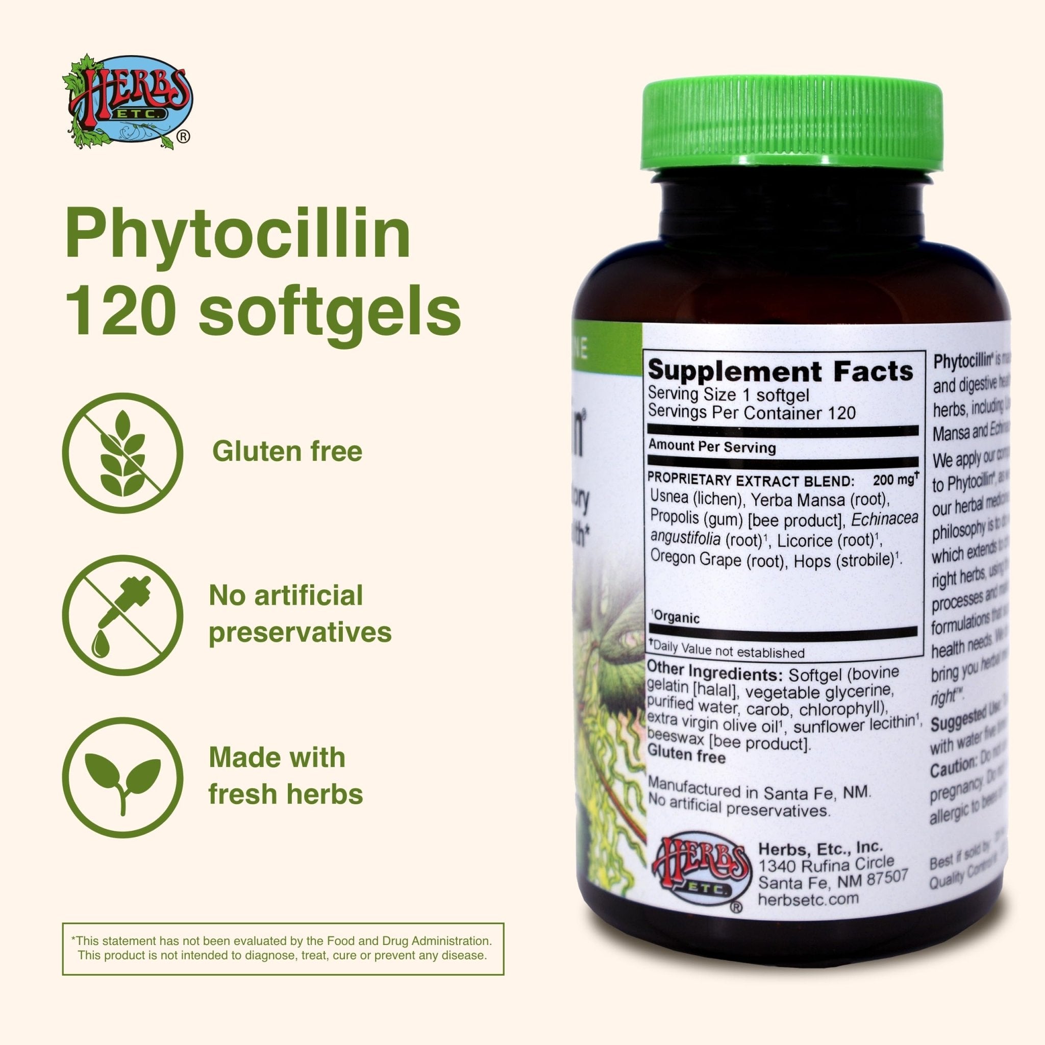 Herbs Etc. Phytocillin - Respiratory & Digestive Health Support Supplement - Herbal Formula to Support Digestion - Support Healthy Breathing - 120 Softgels (120 Servings) - TrustMedUSA