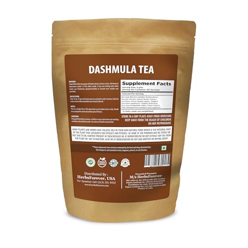 Herbsforever Dashmula Cut and Sifted (Coarse/Kawth) Herbs for Tea - Joint Comfort, Vata Calming, Female Postpartum Cycle & Wellness, Ten Authentic Ayurvedic Roots, Non GMO, Vegan 454g,1 lbs,Dashmool - TrustMedUSA