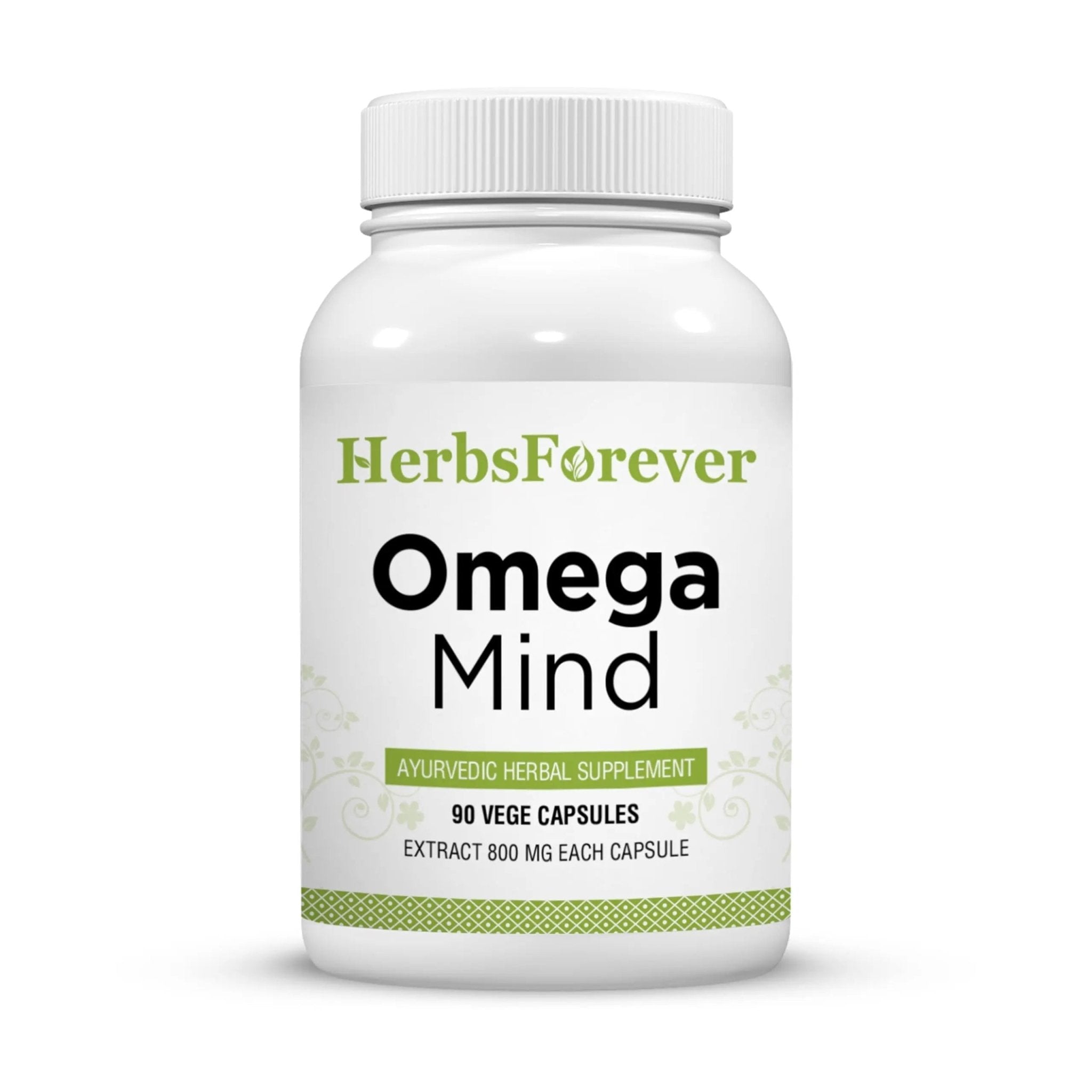 Herbsforever Omega Mind - Support Brain Function, Cognitive, Memory, Mental Clearity |Consentration,with Bacopa, Ashwagandha, Mucuna 10 Ayurvedic Herb Extracts|90 Veg Capsules|800 mg - TrustMedUSA