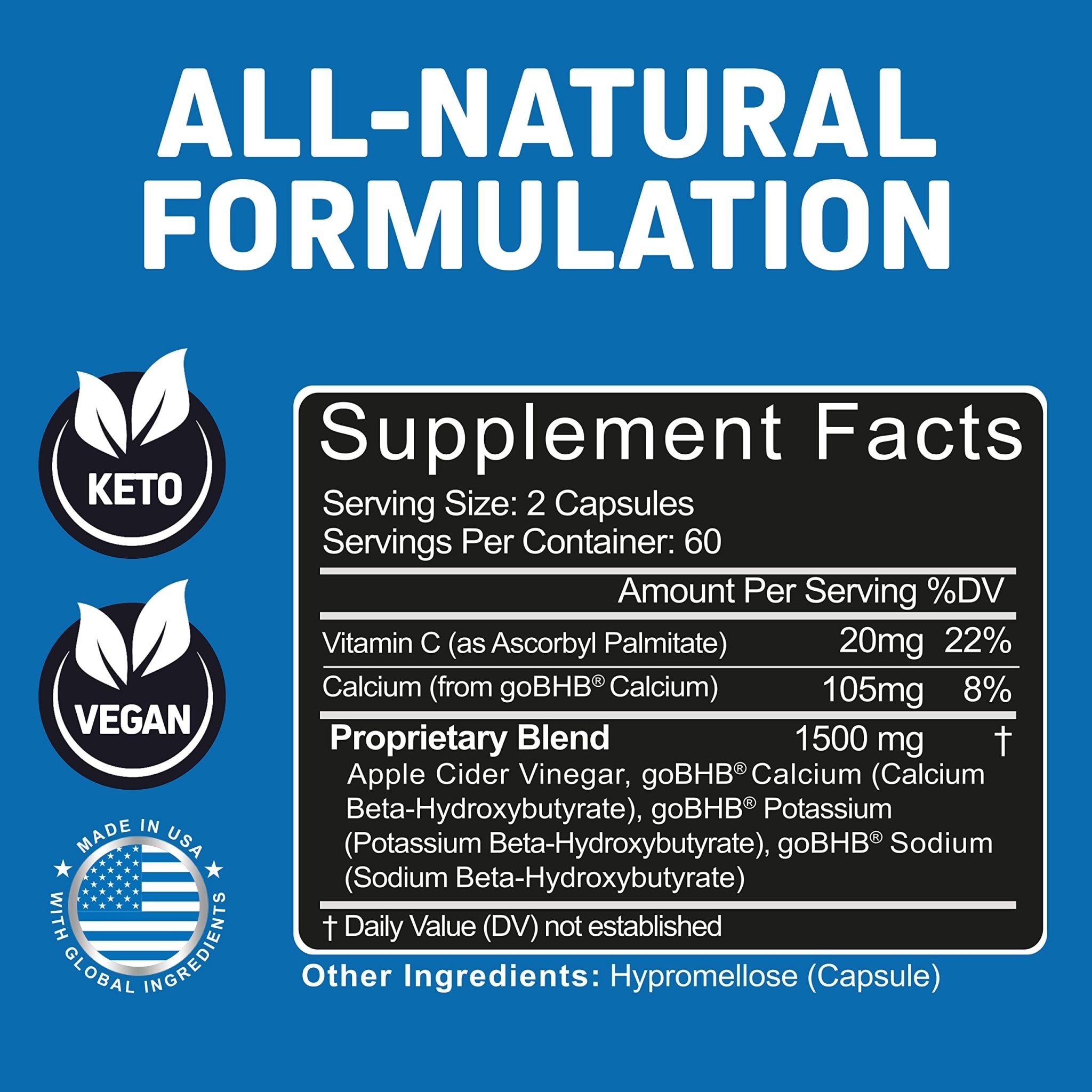 Herbtonics Apple Cider Vinegar Capsules Plus Keto BHB | Fat Burner & Weight Loss - TrustMedUSA