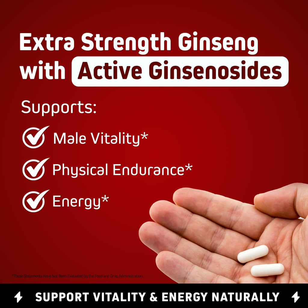 Herbtonics Korean Red Panax Ginseng 1500mg - Energy Supplement for Peak Performance, Focus & Vitality - High Potency Ginseng Root Extract - 240 Vegan Capsules - TrustMedUSA