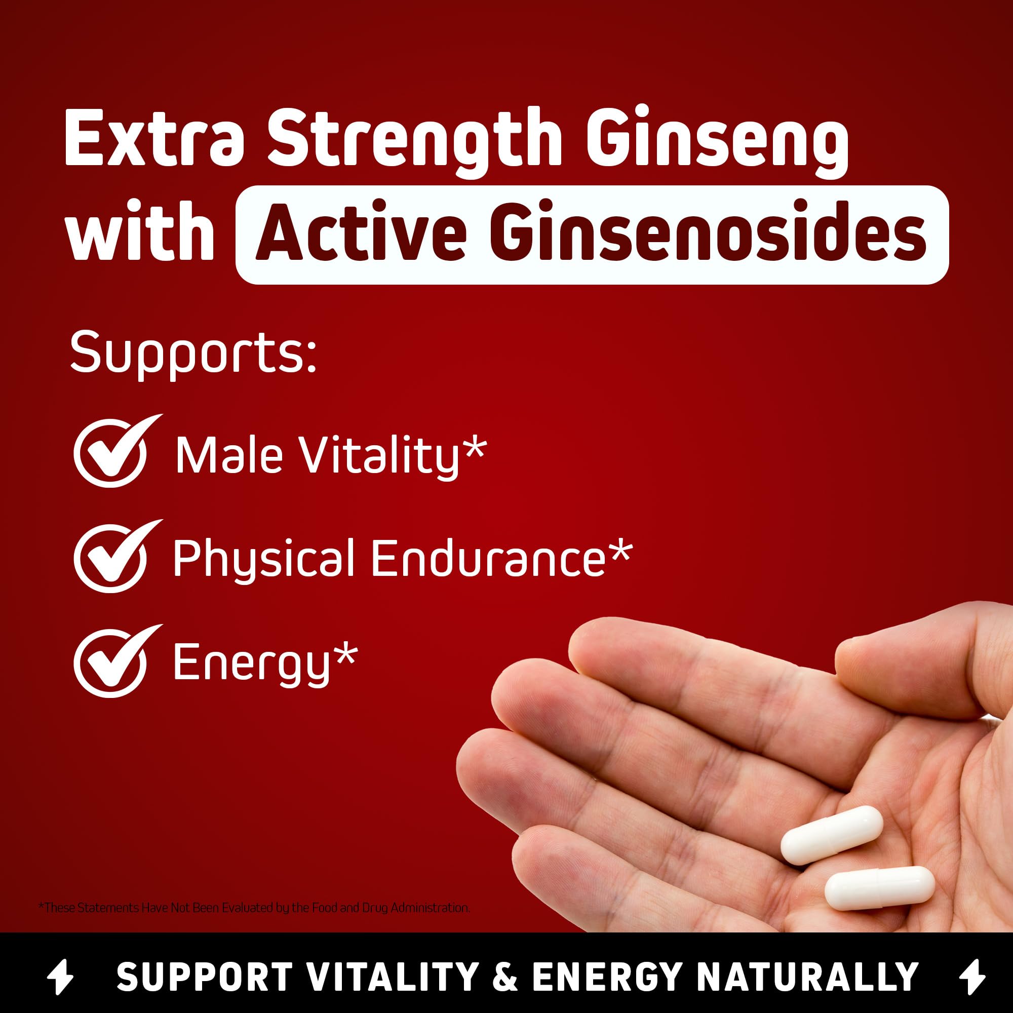 Herbtonics Korean Red Panax Ginseng 1500mg - Energy Supplement for Peak Performance, Focus & Vitality - High Potency Ginseng Root Extract - 240 Vegan Capsules - TrustMedUSA