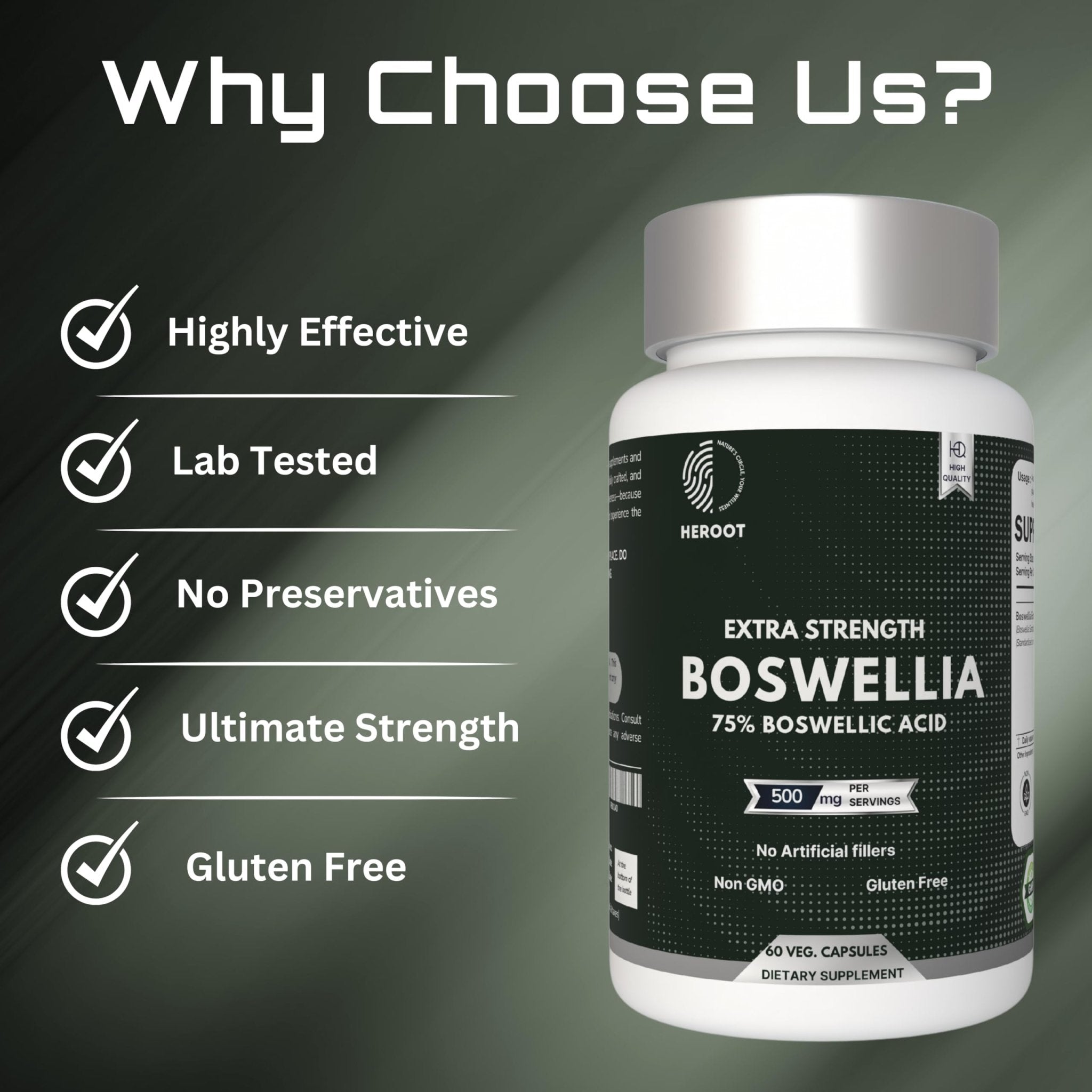 Heroot Boost Joint Mobility with 75% Extra Strength Boswellia Serrata Extract, 120 Capsules - TrustMedUSA