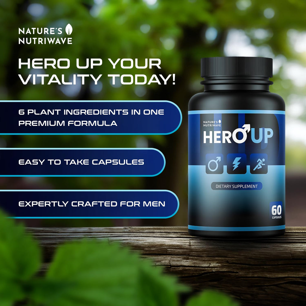 HeroUP - Natural Wellness Supplement with Plant-Based Ingredients – Non-GMO, Stimulant-Free | Made in the USA, GMP-Certified | 60 Capsules, 6 Month Suppy - TrustMedUSA