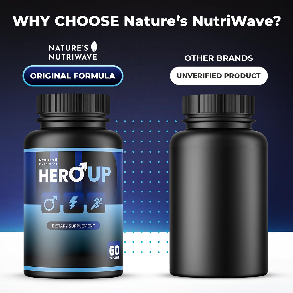 HeroUP - Natural Wellness Supplement with Plant-Based Ingredients – Non-GMO, Stimulant-Free | Made in the USA, GMP-Certified | 60 Capsules, 6 Month Suppy - TrustMedUSA