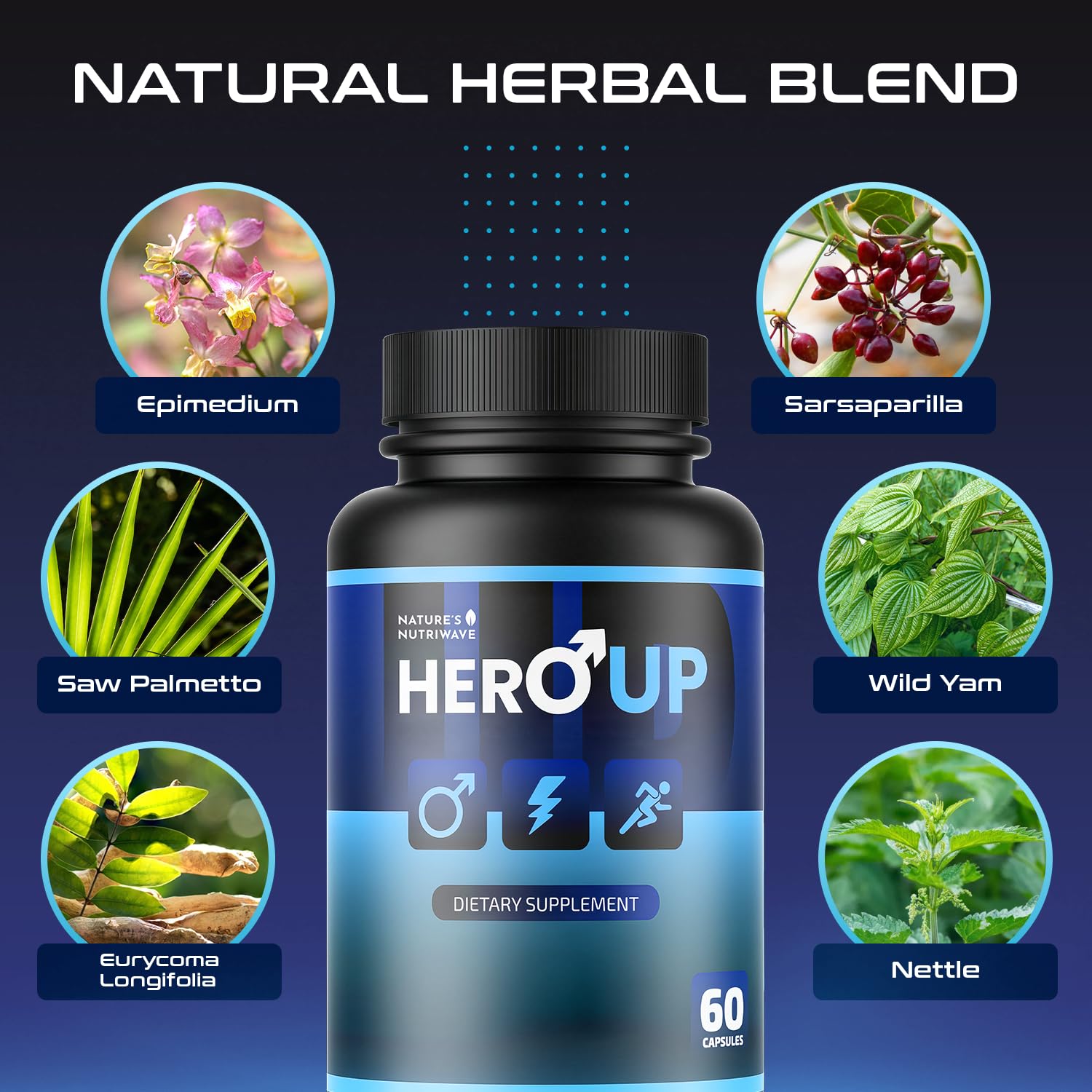 HeroUP - Natural Wellness Supplement with Plant-Based Ingredients – Non-GMO, Stimulant-Free | Made in the USA, GMP-Certified | 60 Capsules, 6 Month Suppy - TrustMedUSA