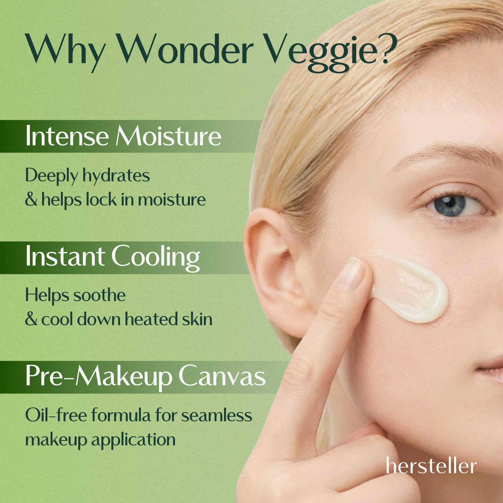 Hersteller Wonder Veggie Hydrating Gel Cream, Vegan K-Beauty Face Moisturizer with 72% Kale Extract, Lightweight Non-Sticky 24H Hydration for Sensitive Skin, Value Size, 2.7 fl oz / 80ml - Maple Wellness Supplements