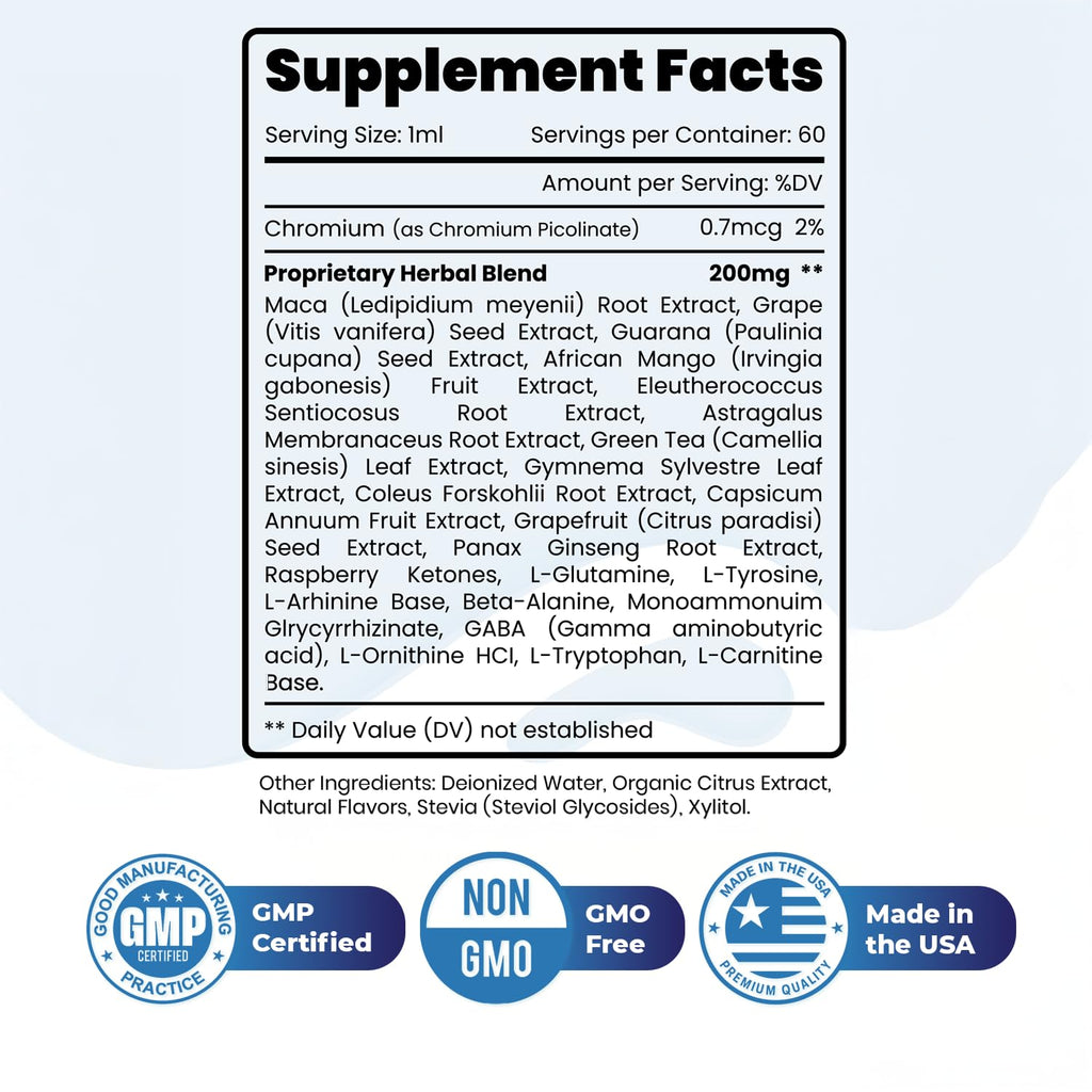 Hidragenix – Natural Herbal Supplement with Maca, Green Tea, Grape Seed & More – Non-GMO, 60 Servings – Manufactured in the USA, 2 FL.OZ, 60ml - 1 Month Supply - TrustMedUSA