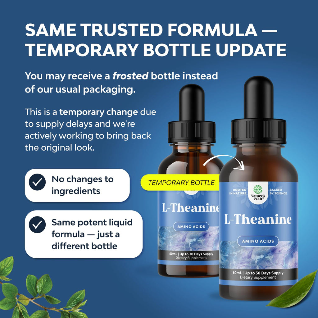 High Absorption L-Theanine Liquid Drops - Nootropic Focus Supplement with L Theanine 200mg Per Serving and Chamomile Extract Supplement for Adults and Kids Relaxation and Focus - 2 Fl Oz - TrustMedUSA
