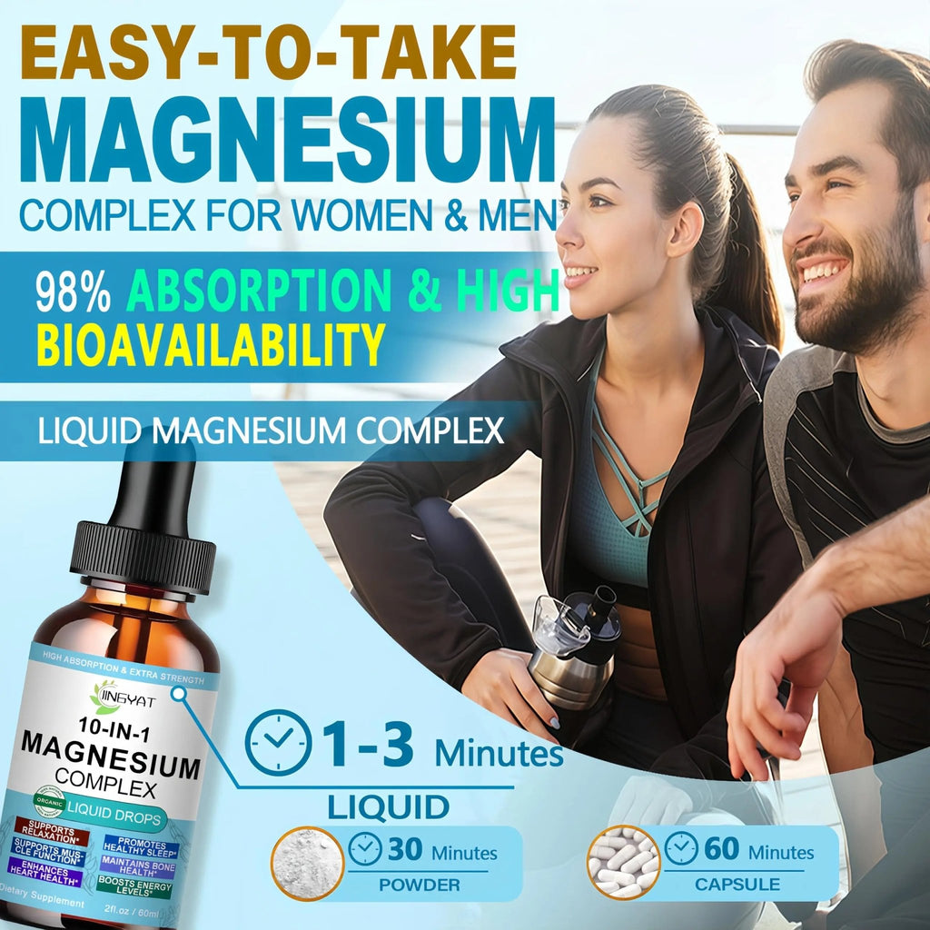 High Absorption Magnesium Complex Drops | 10-in-1 Liquid Magnesium Complex for Women & Men with Glycinate,Citrate,Taurate | for Stress Relief,Sleep,Heart Health | Vegan,Non-GMO,Fast-Acting Formula - TrustMedUSA