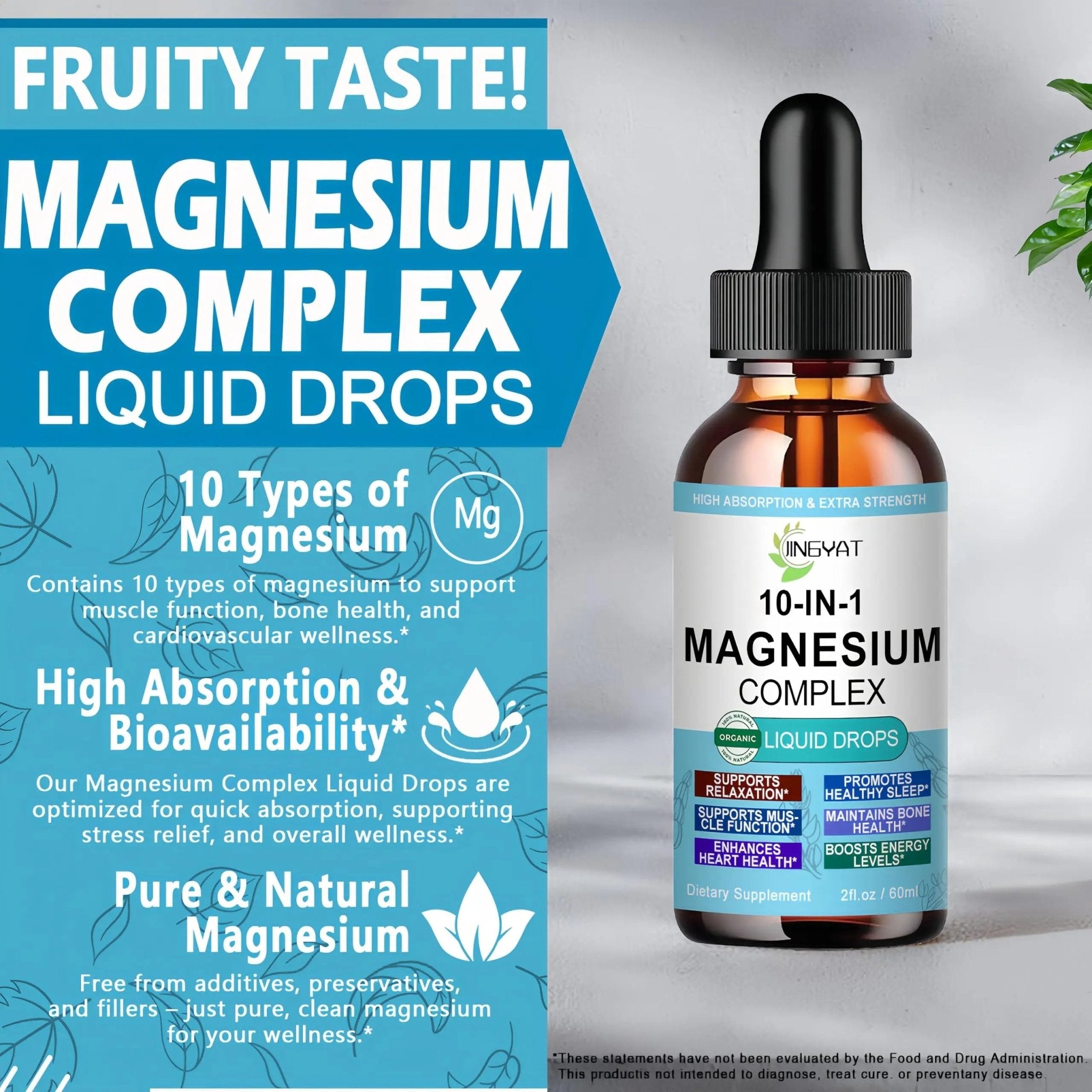 High Absorption Magnesium Complex Drops | 10-in-1 Liquid Magnesium Complex for Women & Men with Glycinate,Citrate,Taurate | for Stress Relief,Sleep,Heart Health | Vegan,Non-GMO,Fast-Acting Formula - TrustMedUSA