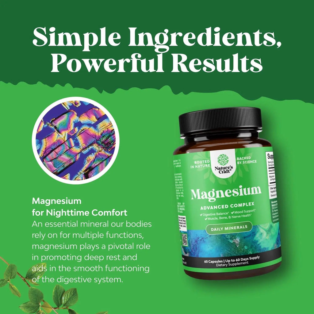 High Absorption Magnesium Complex Supplement - Magnesium Oxide 500mg with Citrate 500mg for Sleep and Mood Support - Pure Citrate per Serving for Muscle Stomach and Digestion - 60 Count - TrustMedUSA