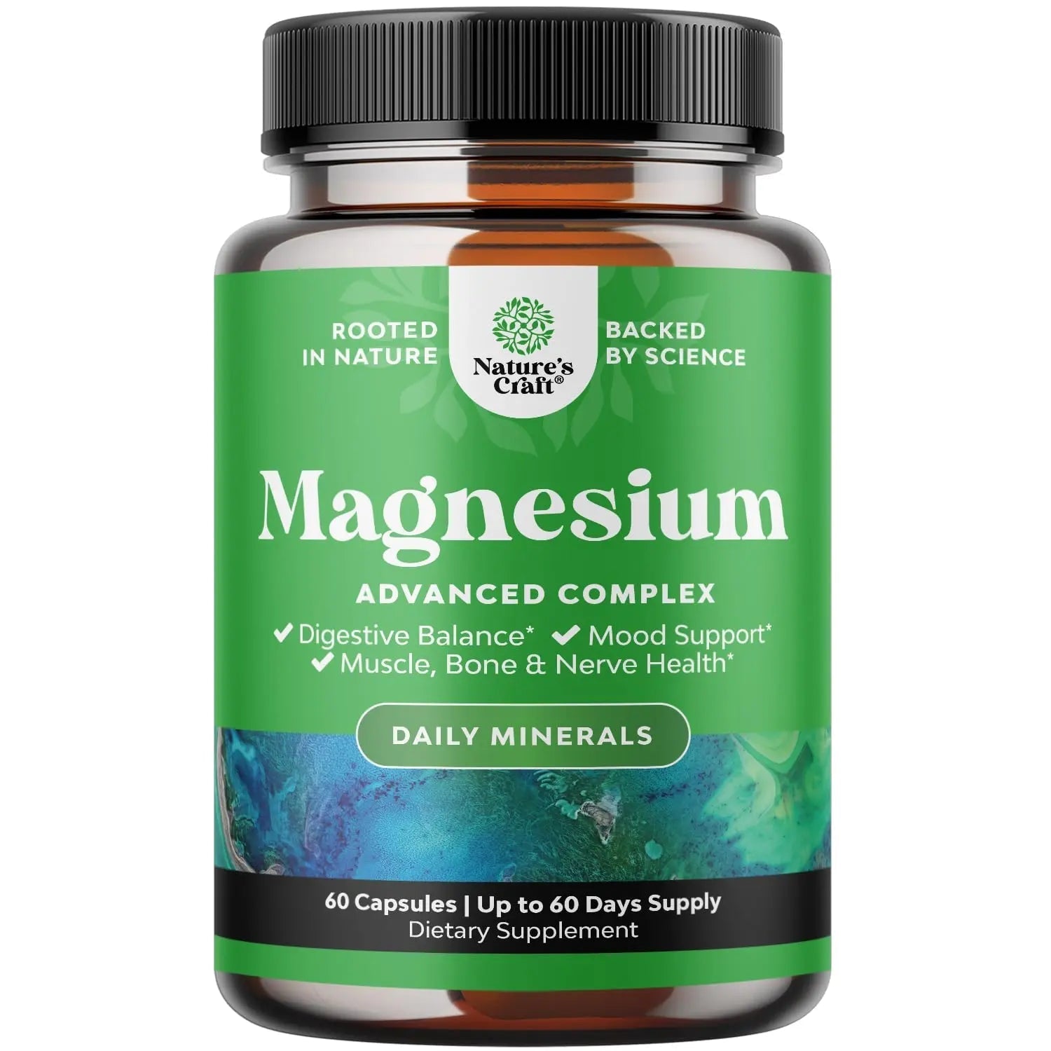 High Absorption Magnesium Complex Supplement - Magnesium Oxide 500mg with Citrate 500mg for Sleep and Mood Support - Pure Citrate per Serving for Muscle Stomach and Digestion - 60 Count - TrustMedUSA